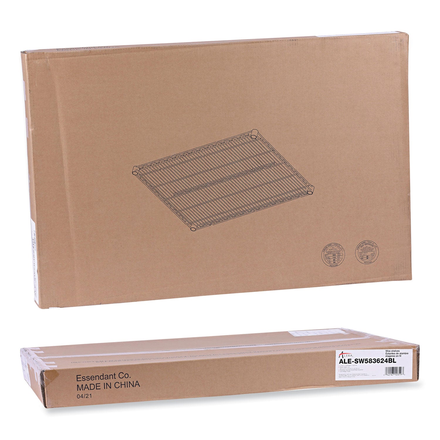 Alera® Industrial Wire Shelving Extra Wire Shelves, 36w X 24d, Black, 2 Shelves/carton