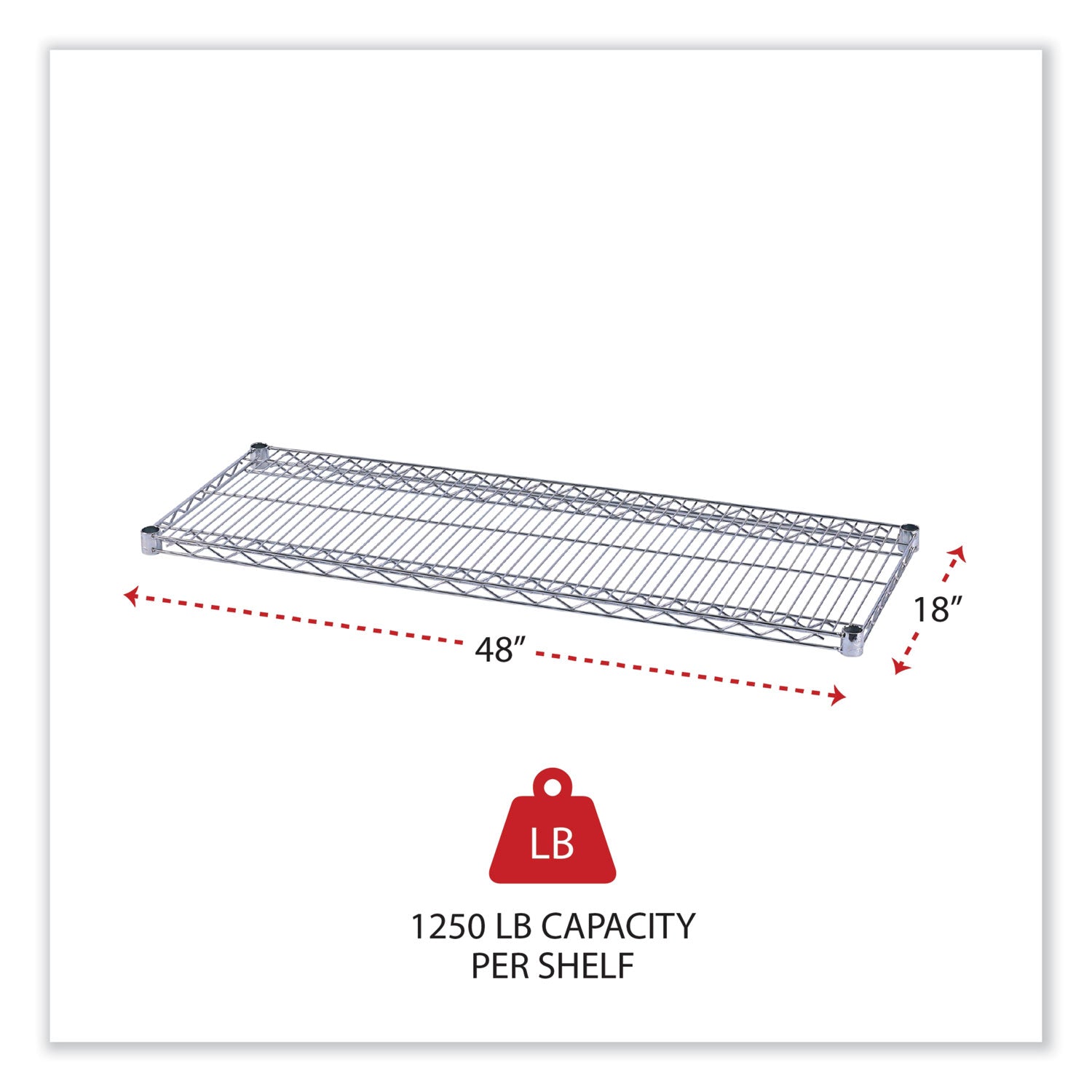 Alera® Industrial Wire Shelving Extra Wire Shelves, 48w X 18d, Silver, 2 Shelves/carton