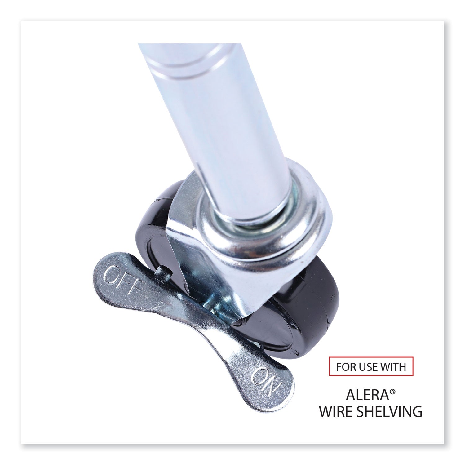 Alera® Optional Casters for Wire Shelving, Grip Ring Stem, 3" Wheel, Black, 4/Set (2 Locking)
