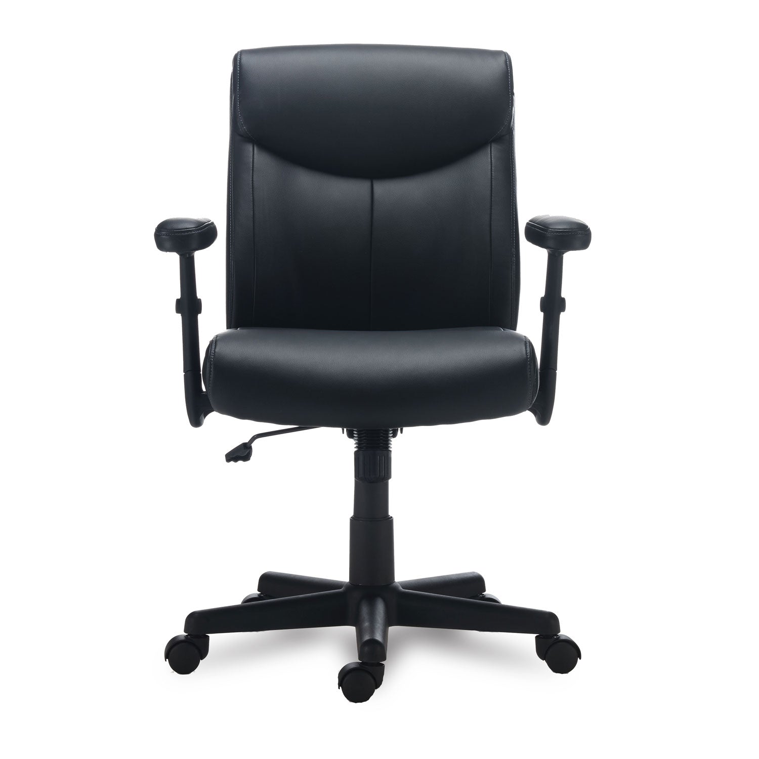 Alera® Alera Harthope Leather Task Chair, Supports Up to 275 lb, Black Seat/Back, Black Base