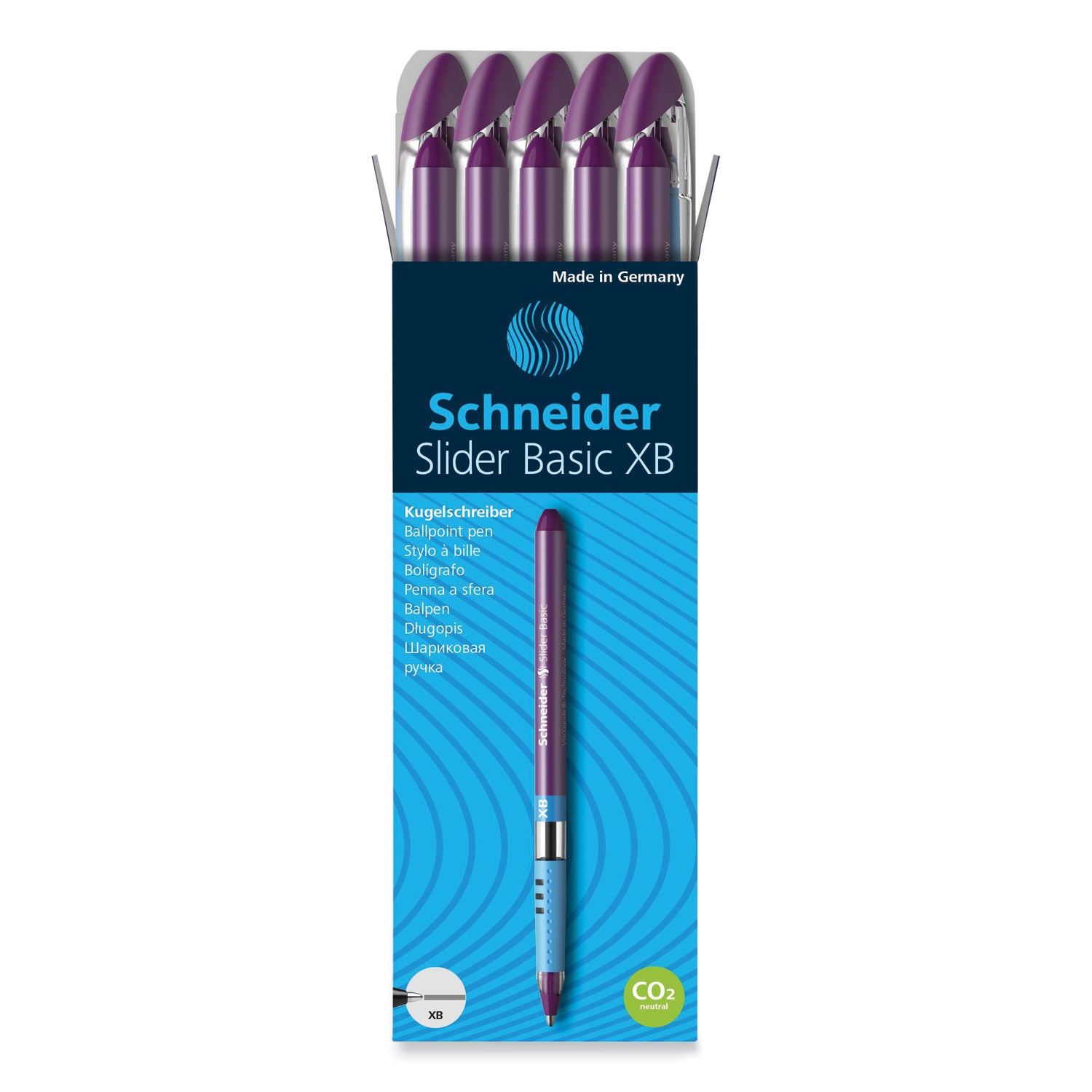 Schneider® Slider Basic Ballpoint Pen, Stick, Extra-Bold 1.4 mm, Violet Ink, Violet Barrel, 10/Box