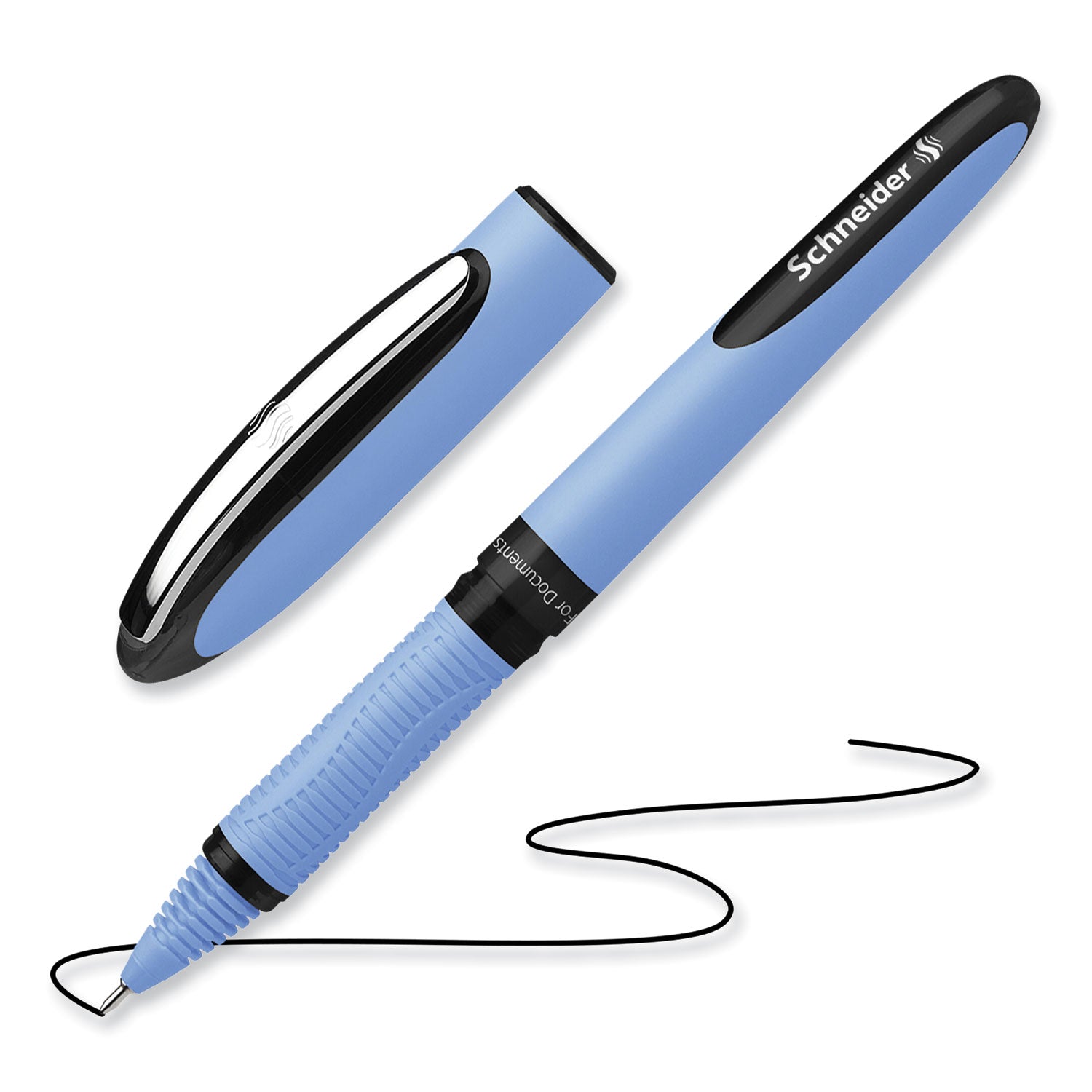 Schneider® One Hybrid N Rollerball Pen, Stick, Fine 0.5 mm, Black Ink, Blue Barrel, 10/Box
