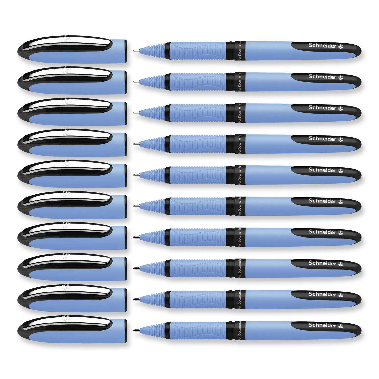 Schneider® One Hybrid N Rollerball Pen, Stick, Fine 0.5 mm, Black Ink, Blue Barrel, 10/Box
