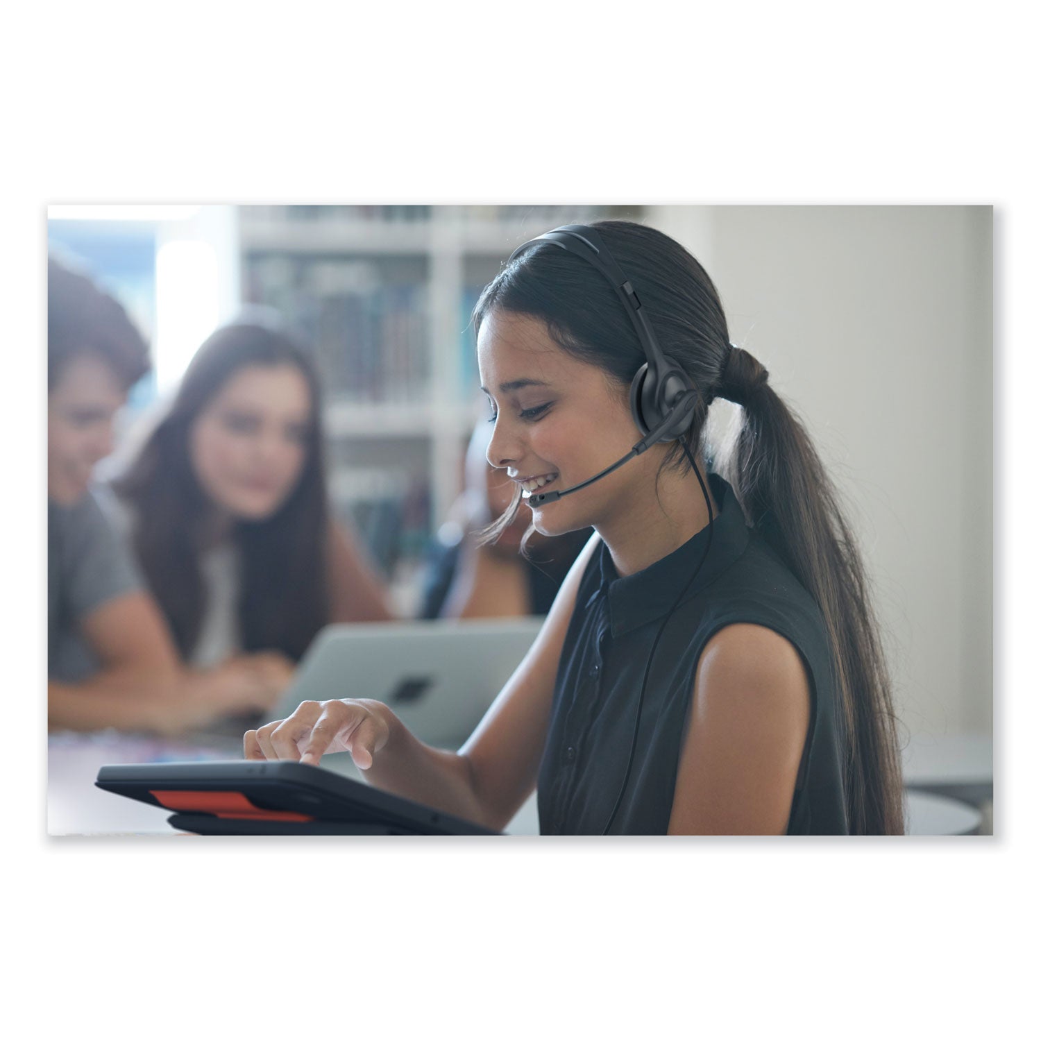 Logitech® H111 Binaural Over The Head Headset, Black/Silver