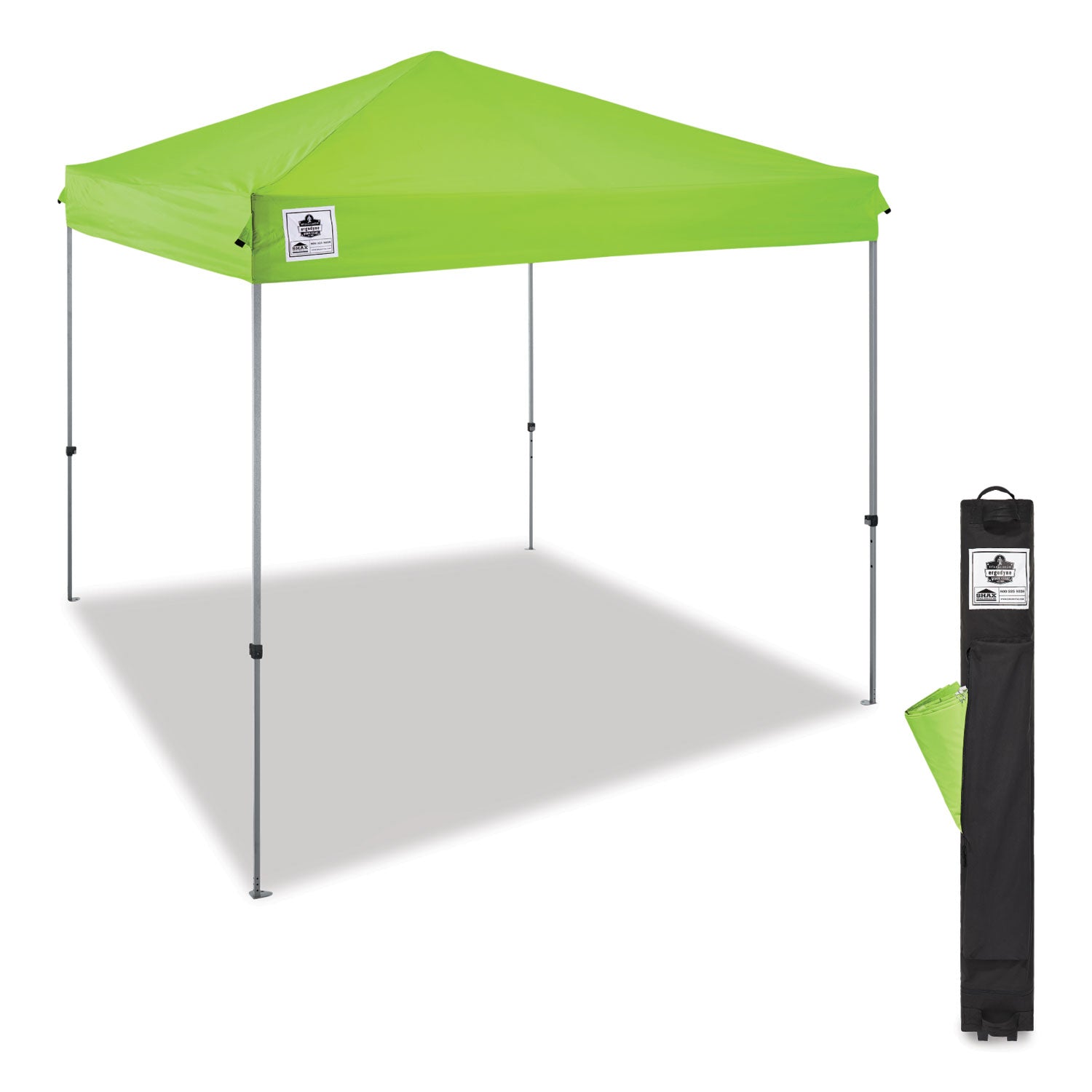 Shax 6010 Lightweight Pop-Up Tent, Single Skin, 10 ft x 10 ft, Polyester/Steel, Lime