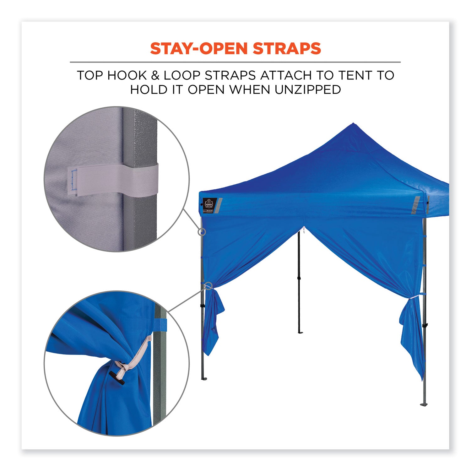 ergodyne® Shax 6096 Pop-Up Tent Sidewall with Zipper, Single Skin, 10 ft x 10 ft, Polyester, Blue