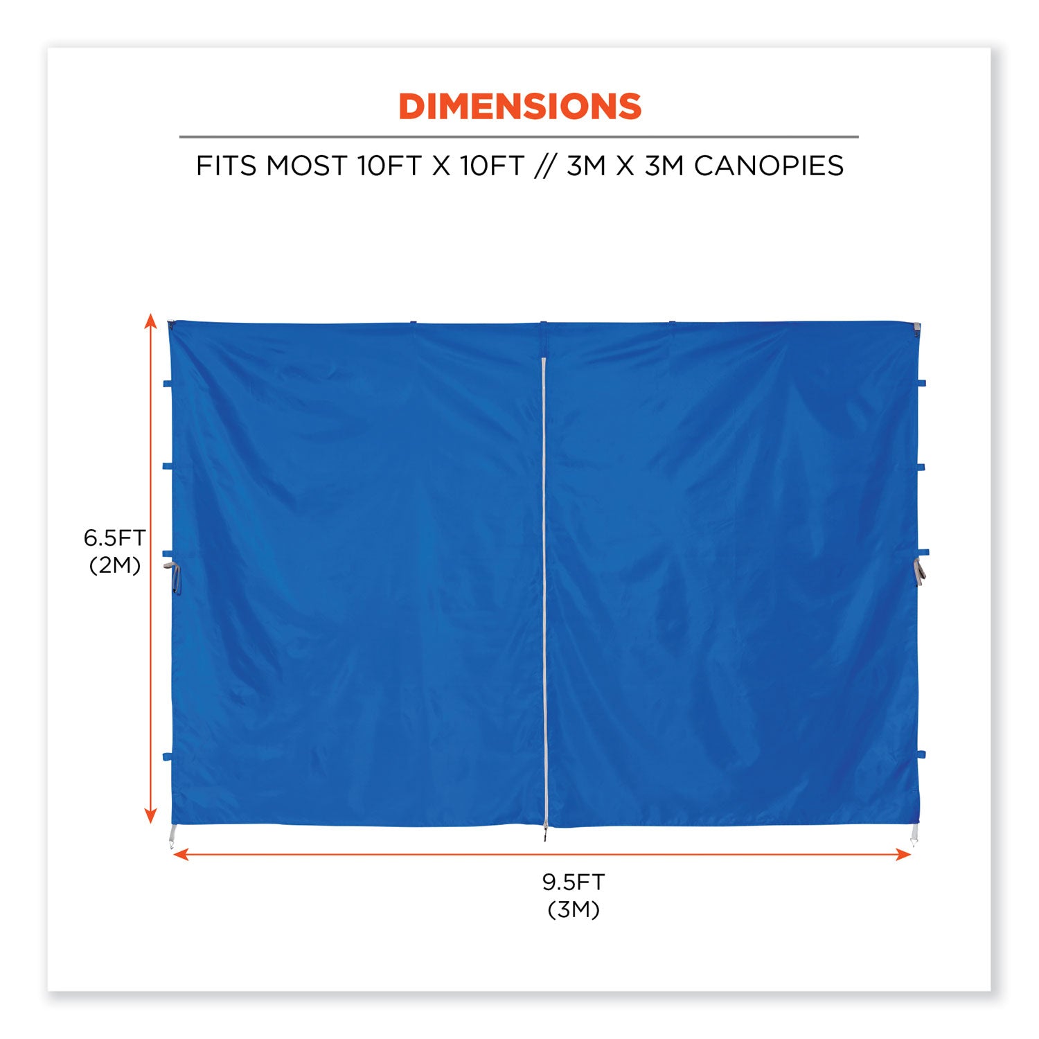 ergodyne® Shax 6096 Pop-Up Tent Sidewall with Zipper, Single Skin, 10 ft x 10 ft, Polyester, Blue