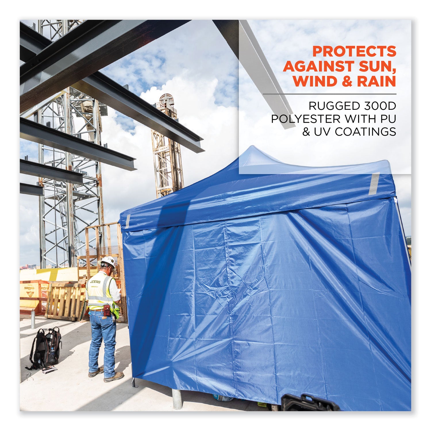 ergodyne® Shax 6096 Pop-Up Tent Sidewall with Zipper, Single Skin, 10 ft x 10 ft, Polyester, Blue