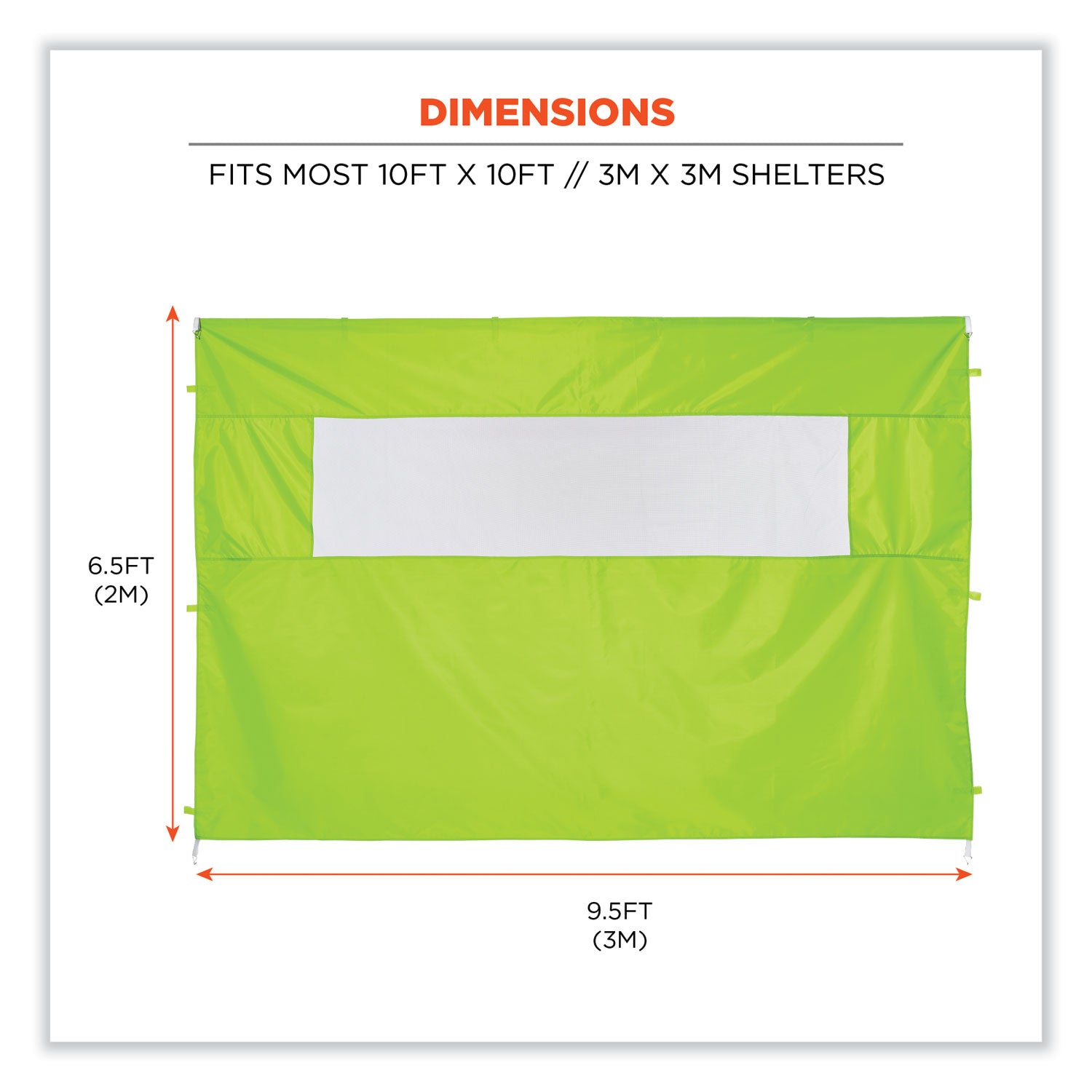 ergodyne® Shax 6092 Pop-Up Tent Sidewall with Mesh Window, Single Skin, 10 ft x 10 ft, Polyester, Lime