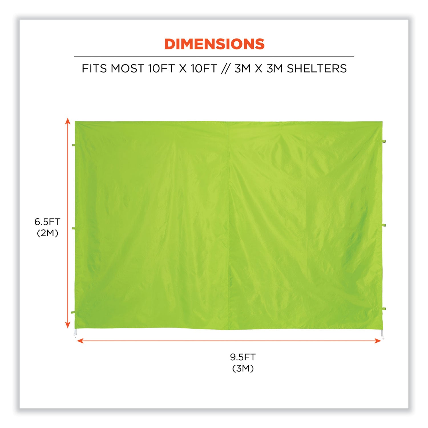ergodyne® Shax 6098 Pop-Up Tent Sidewall, Single Skin, 10 ft x 10 ft, Polyester, Lime