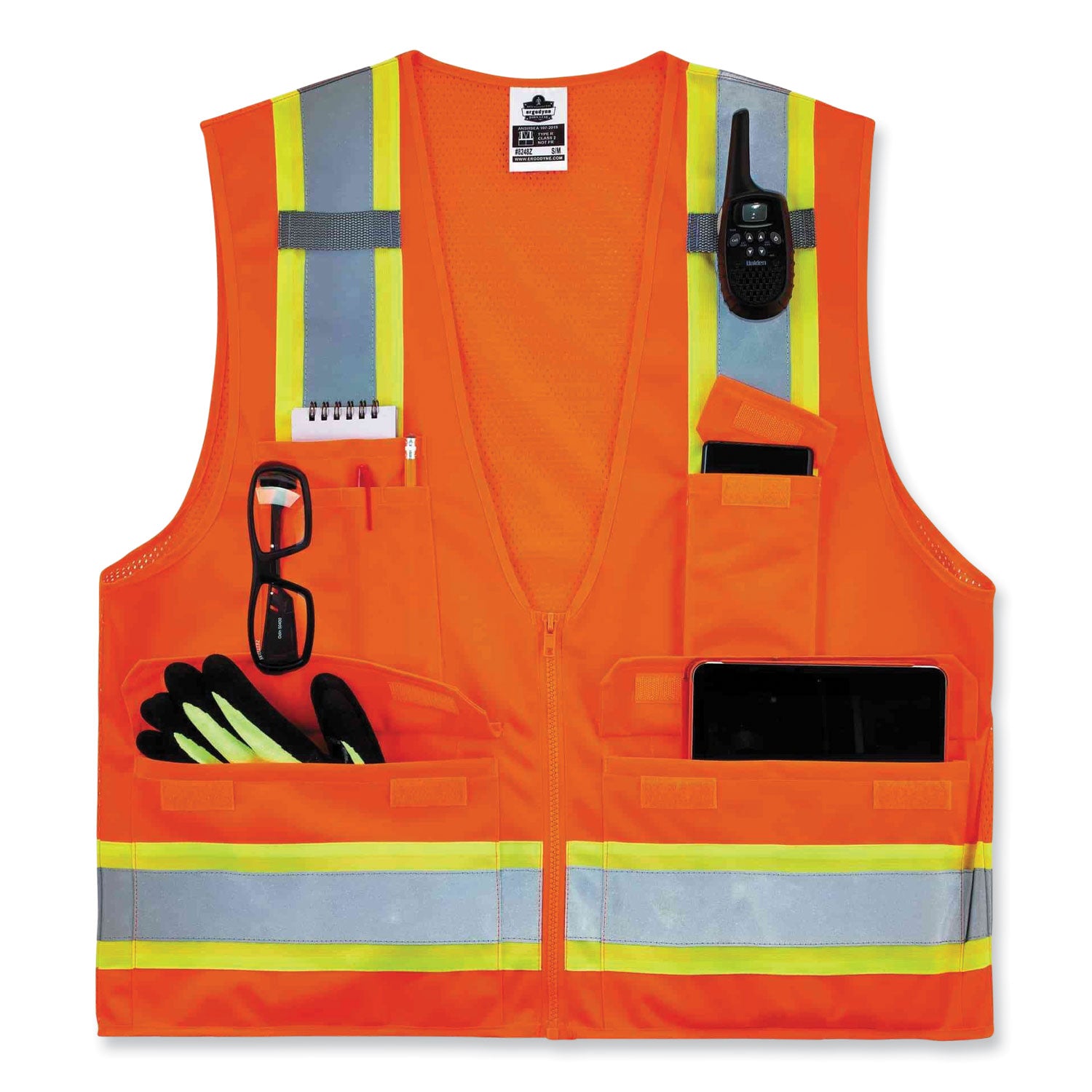 ergodyne® GloWear 8248Z Class 2 Two-Tone Surveyors Zipper Vest, Polyester, 2X-Large/3X-Large, Orange