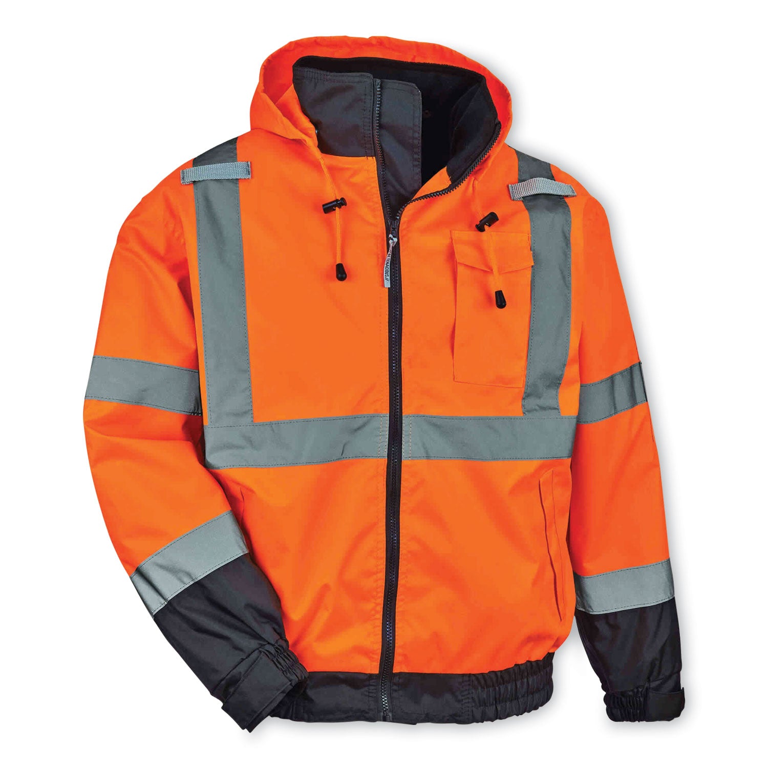 ergodyne® GloWear 8379 Class 3 Hi-Vis Fleece Lined Bomber Jacket, Orange, 3X-Large