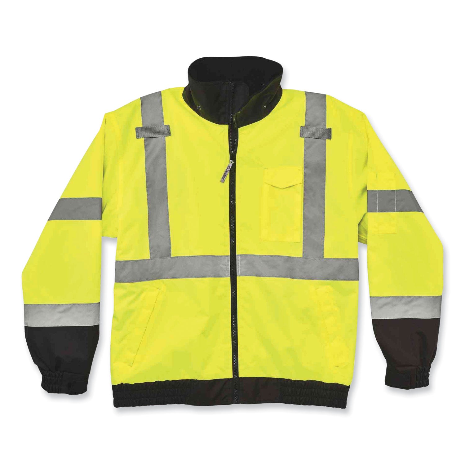 ergodyne® GloWear 8379 Class 3 Hi-Vis Fleece Lined Bomber Jacket, Lime, Small