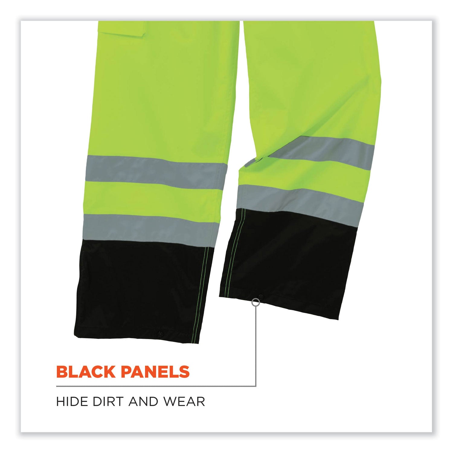 ergodyne® GloWear 8918BK Class E Hi-Vis Rain Bibs Black Bottom, X-Large, Lime