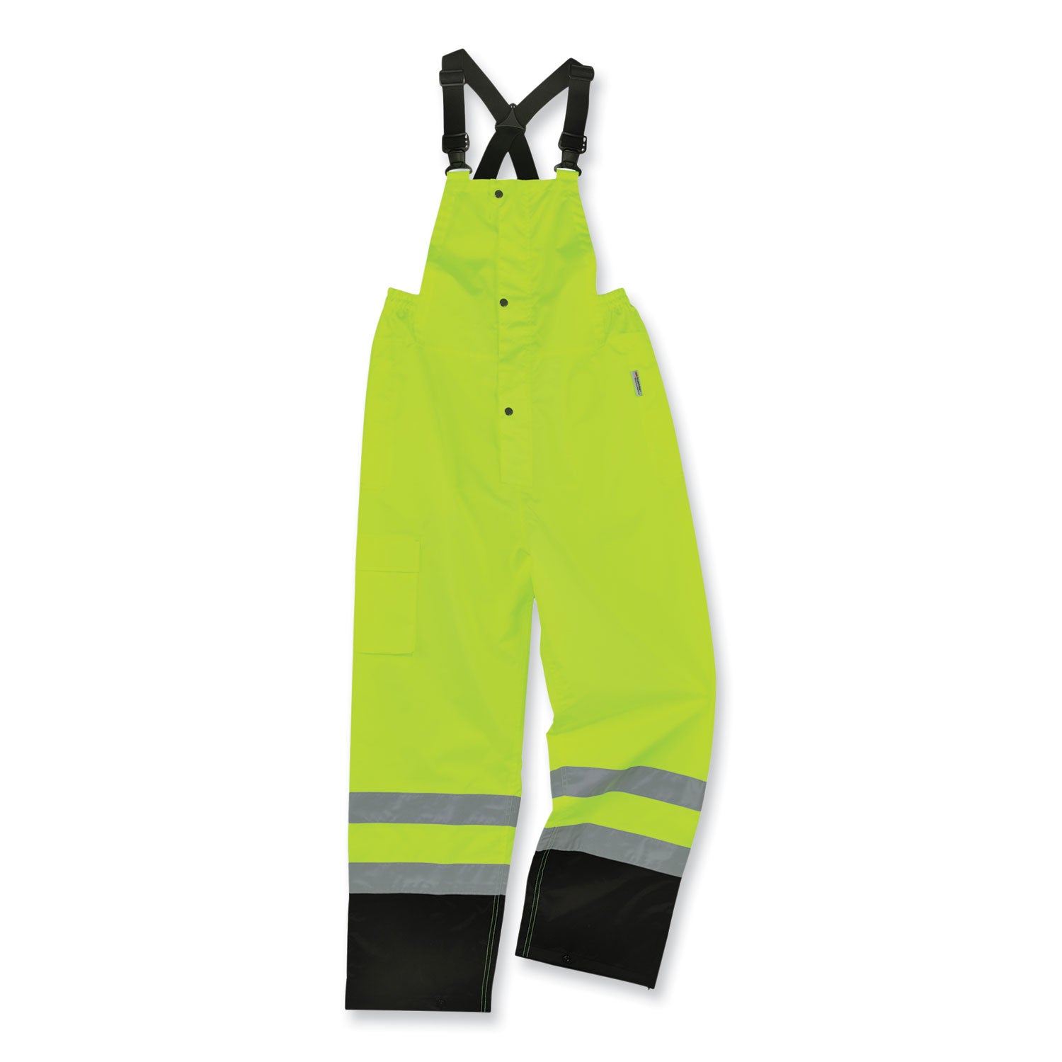 GloWear 8918BK Class E Hi-Vis Rain Bibs Black Bottom, 3X-Large, Lime