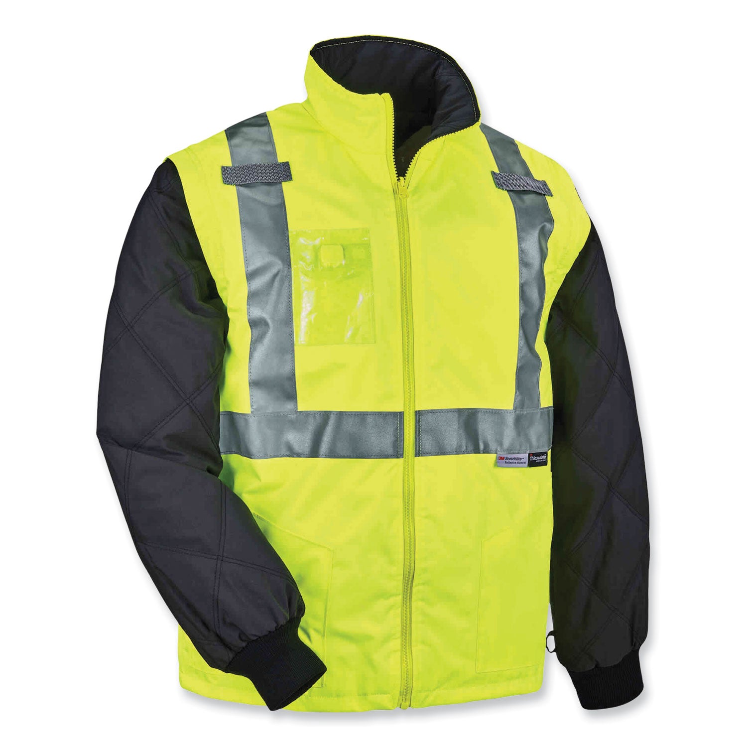 GloWear 8287 Class 2 Hi-Vis Jacket with Removable Sleeves, Medium, Lime