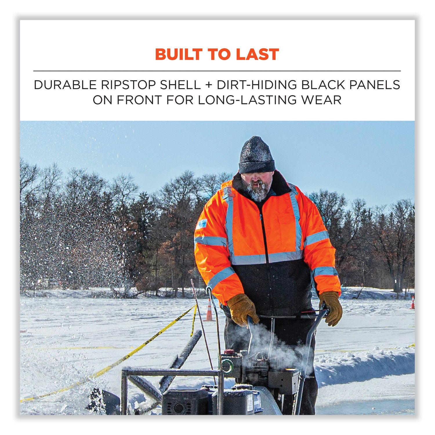 ergodyne® GloWear 8381 Class 3 Hi-Vis 4-in-1 Quilted Bomber Jacket, Lime, Small