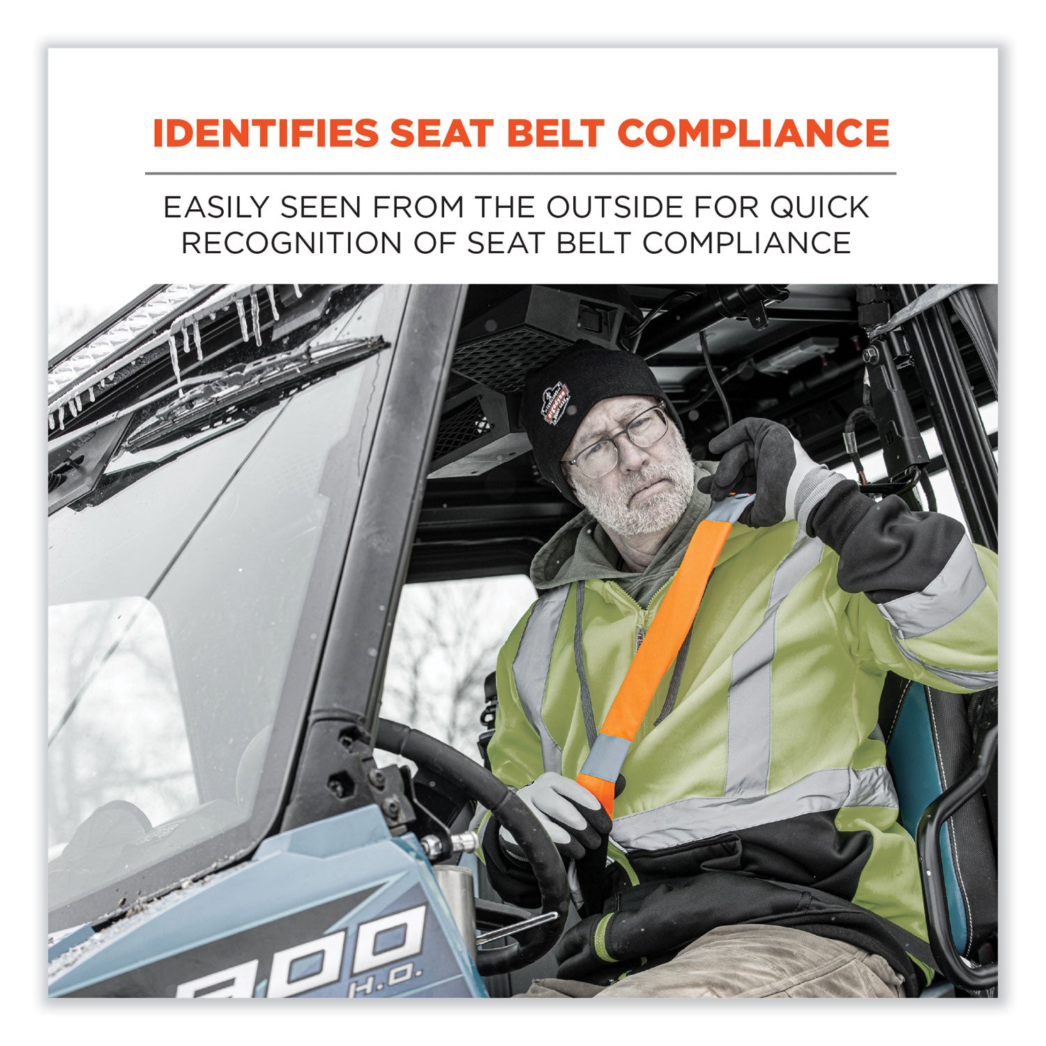 ergodyne® GloWear 8004 Hi-Vis Seat Belt Cover, 6" x 18.5", Orange