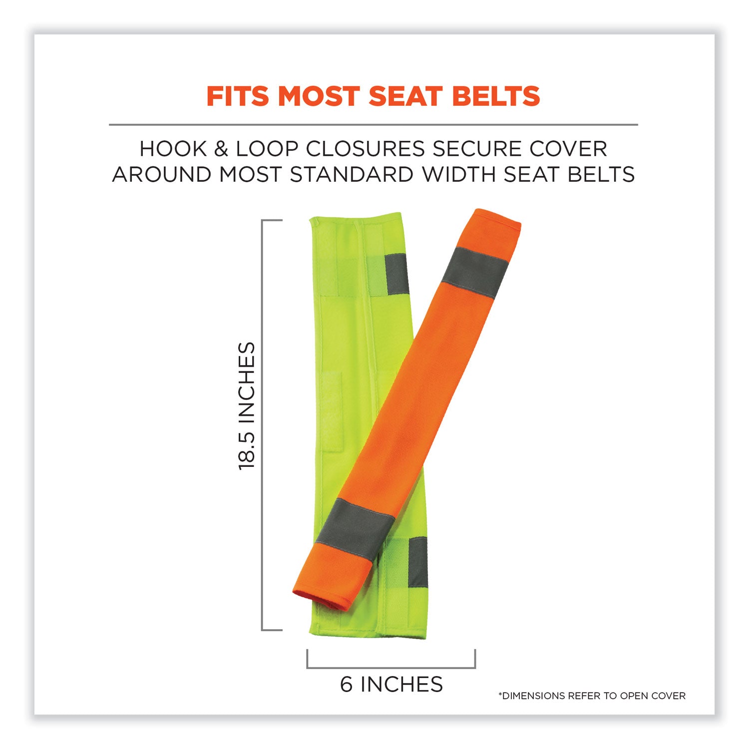 ergodyne® GloWear 8004 Hi-Vis Seat Belt Cover, 6" x 18.5", Orange