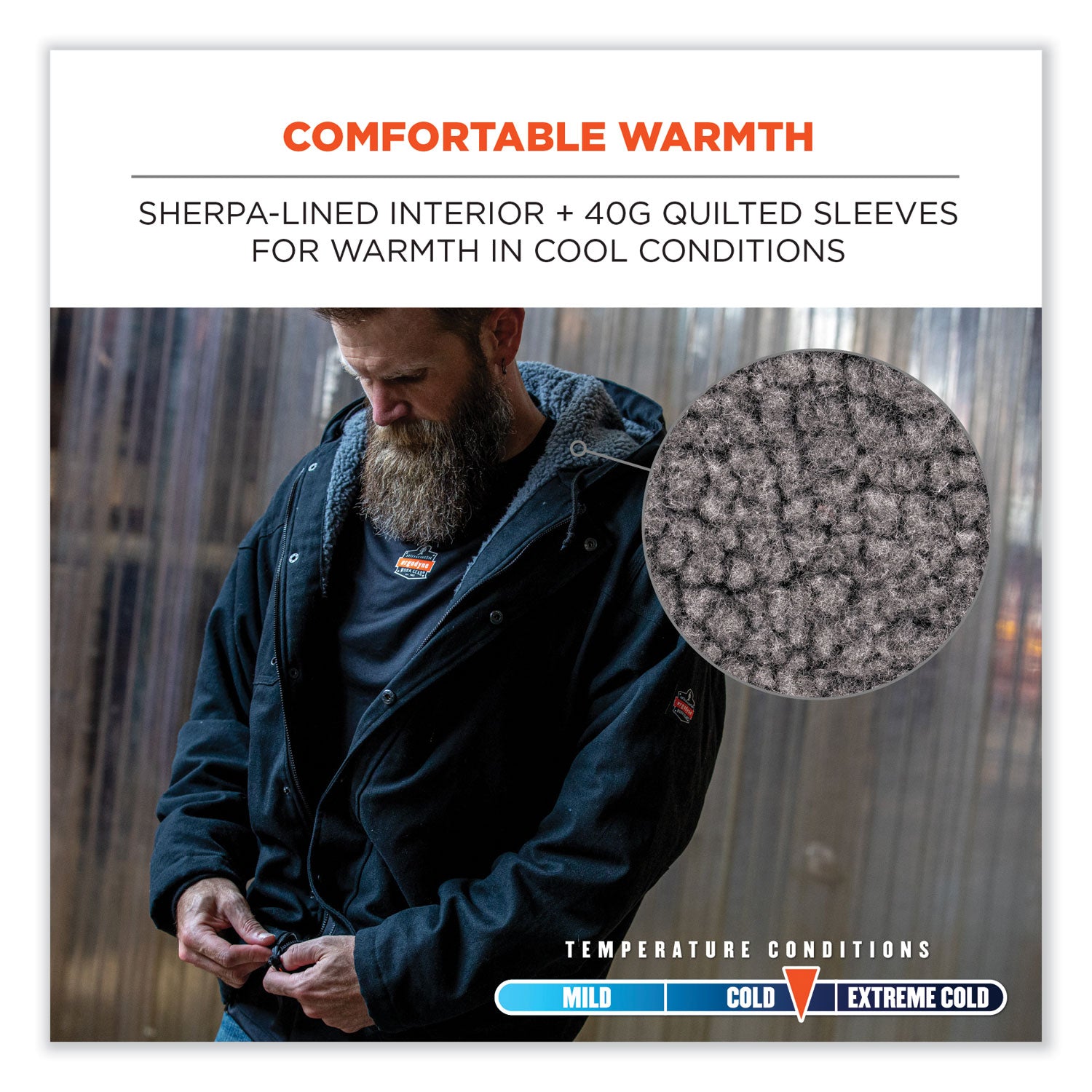 ergodyne® N-Ferno 6468 Duck Canvas Work Jacket, 4X-Large, Black