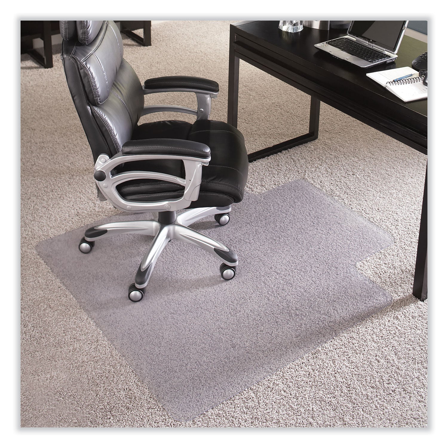 ES Robbins® EverLife Chair Mat for Extra High Pile Carpet wih Lip, 45 x 53, Clear