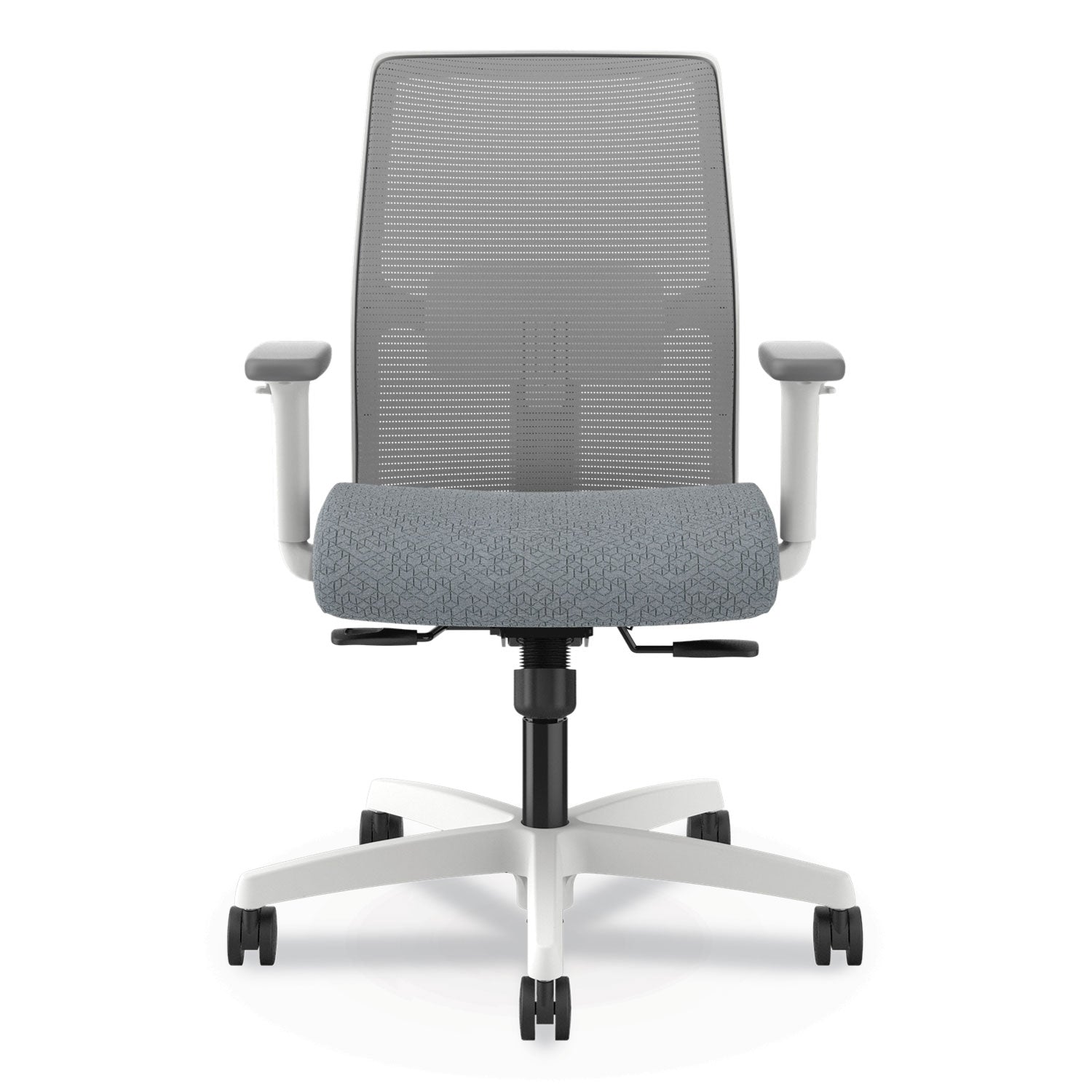 HON® Ignition 2.0 Mid-Back Mesh Task Chair, Posture Lock, Up to 300lb, Basalt Seat, Fog Back/White Base