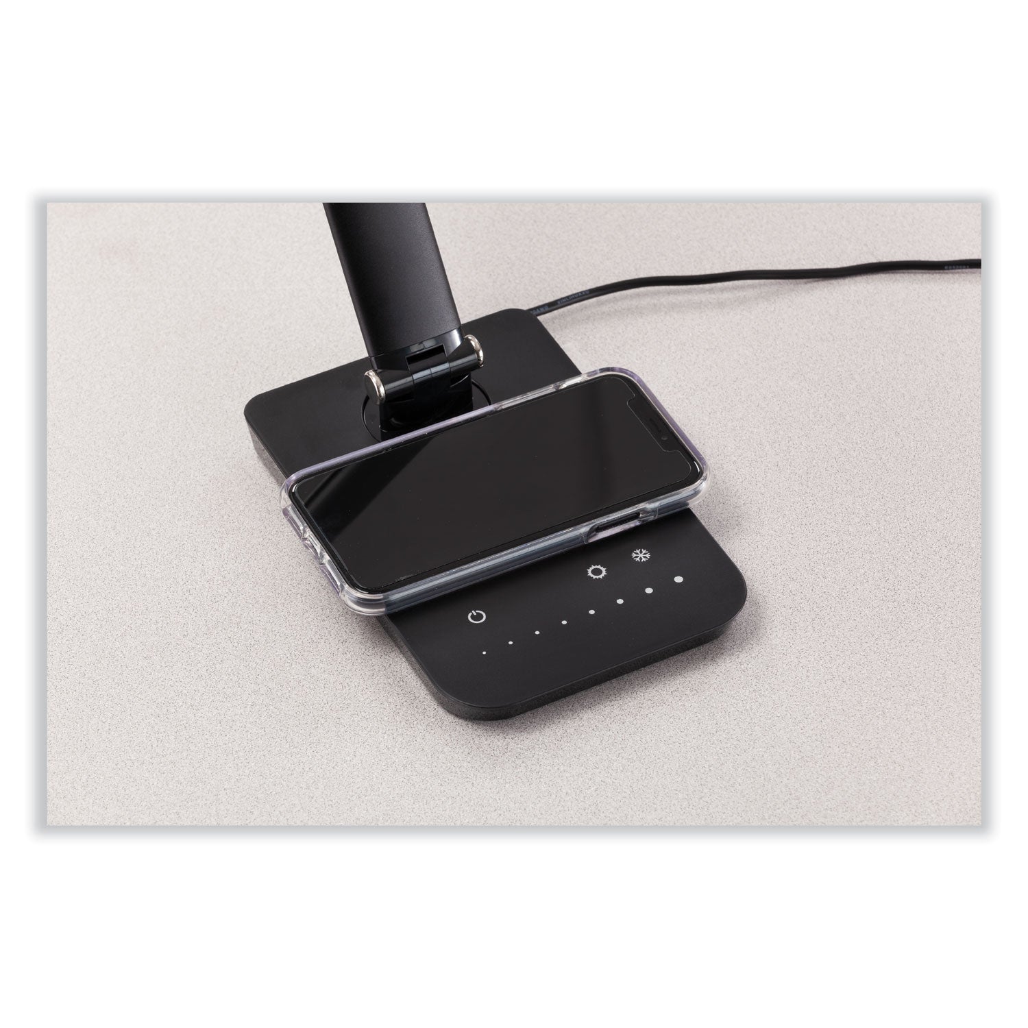 Safco® Vamp LED Wireless Charging Lamp, Multi-pivot Neck, 16.75" High, Black