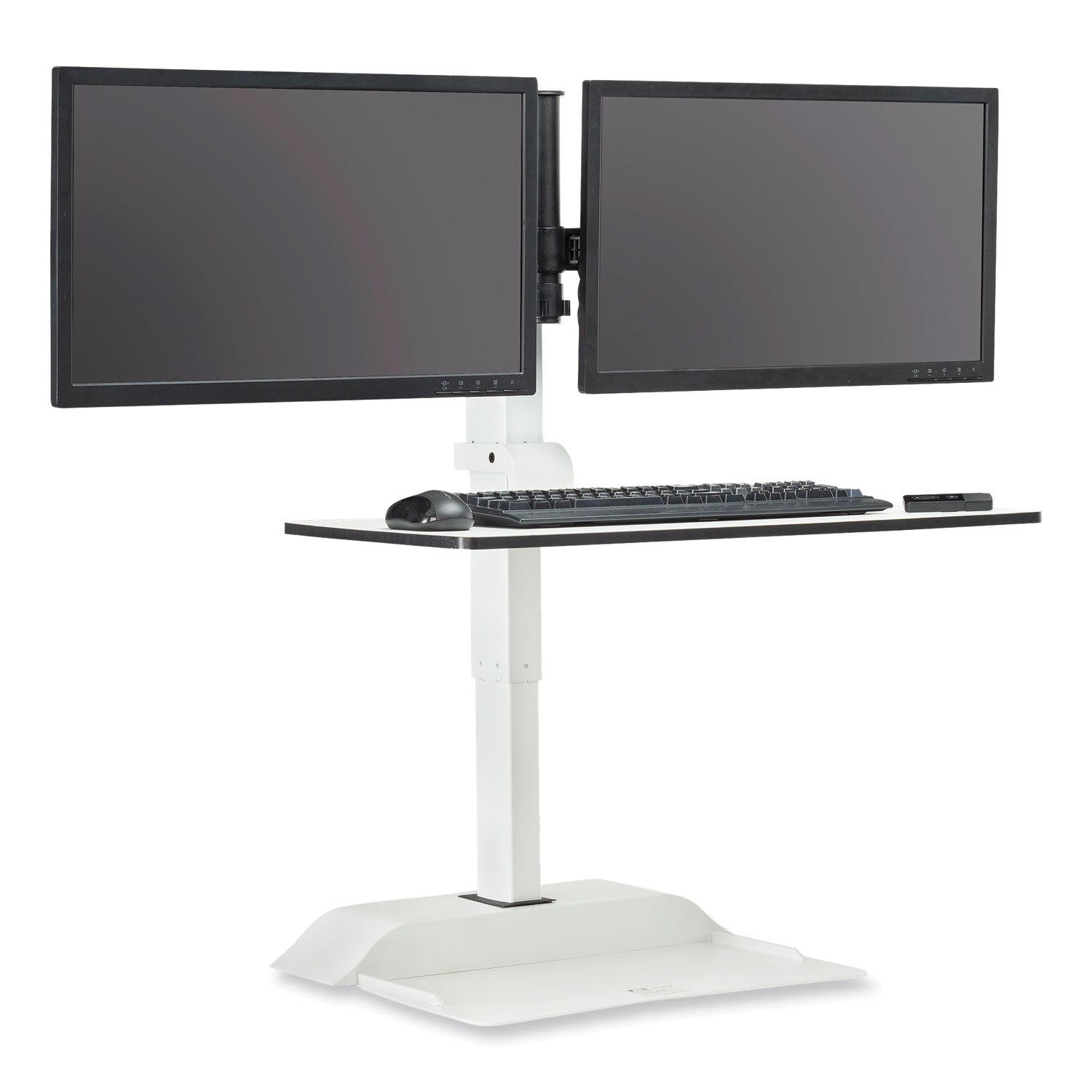 Safco® Soar Electric Desktop Sit/Stand Dual Monitor Arm, For 27" Monitors, White, Supports 10 lbs