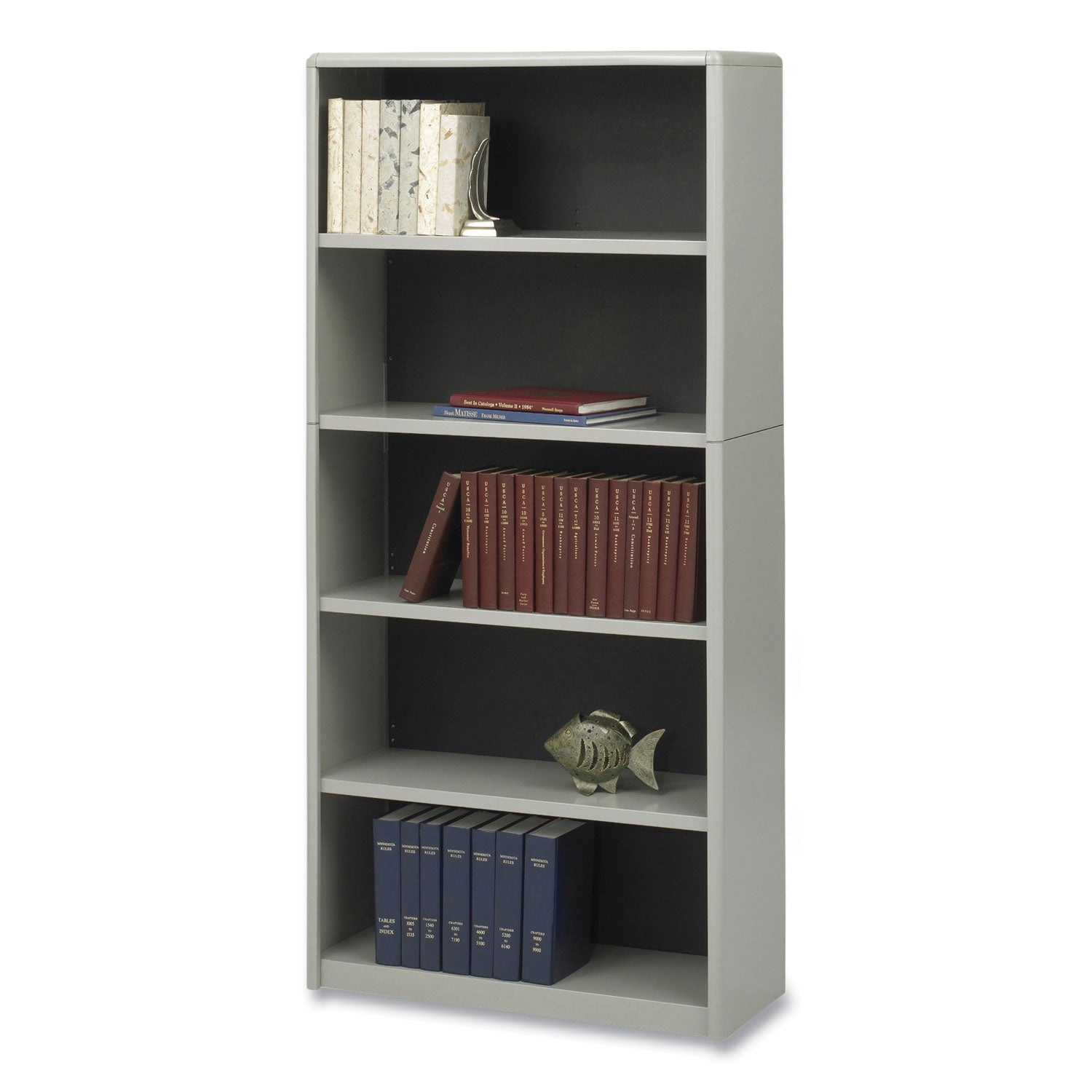 Safco® ValueMate Economy Bookcase, Five-Shelf, 31.75w x 13.5d x 67h, Gray