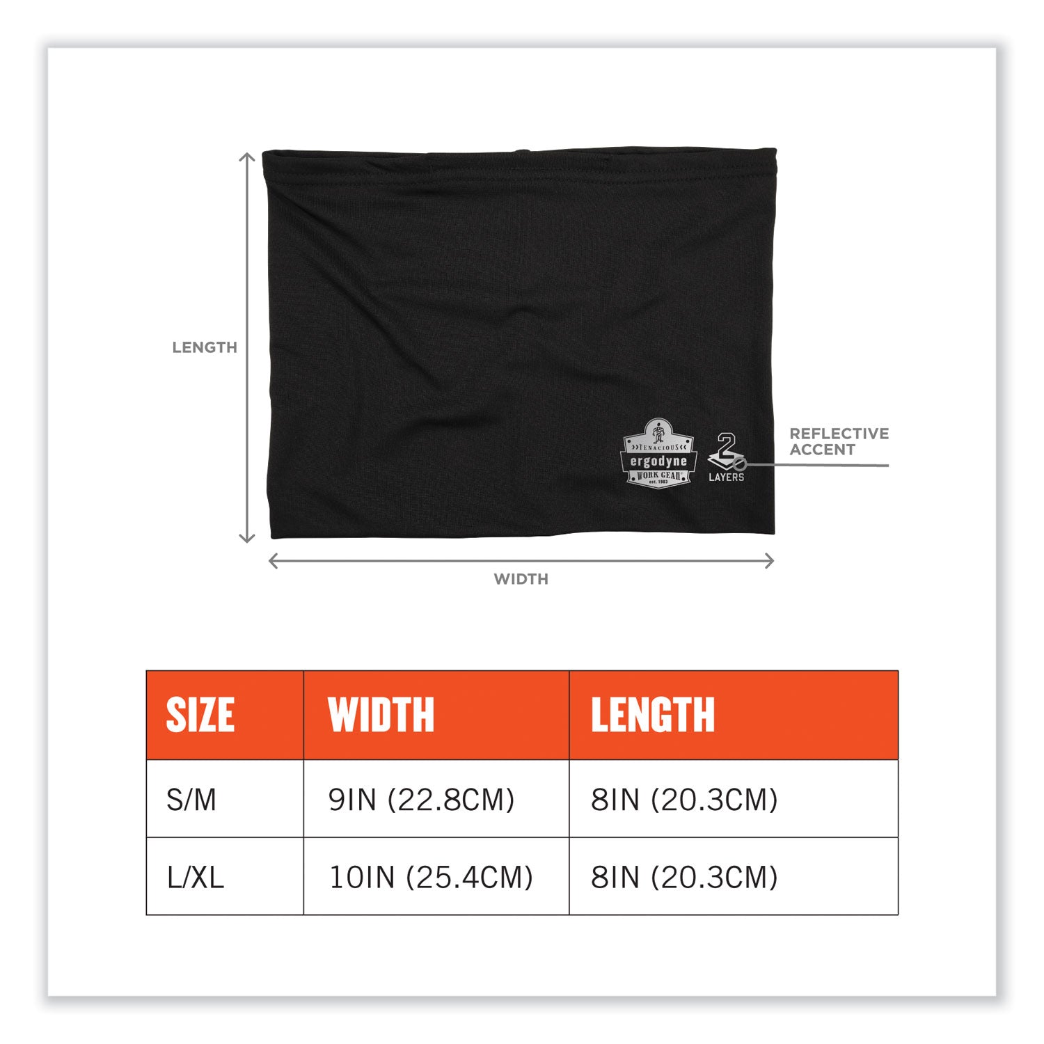 ergodyne® Chill-Its 6489 2-Layer Cooling Performance Knit Multi-Band, Polyester/Spandex, Large/X-Large, Black