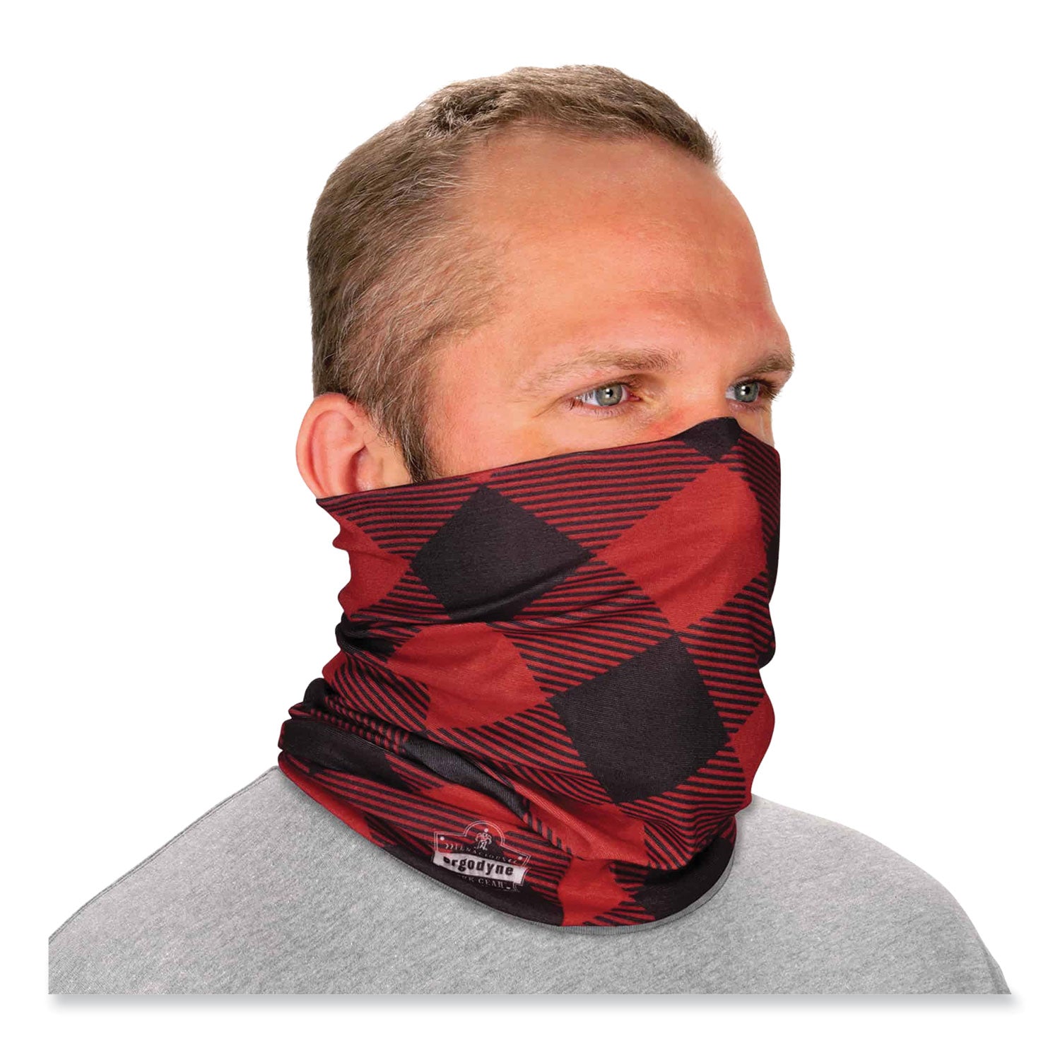 ergodyne® Chill-Its 6485 Multi-Band, Polyester, One Size Fits Most, Red Buffalo Plaid
