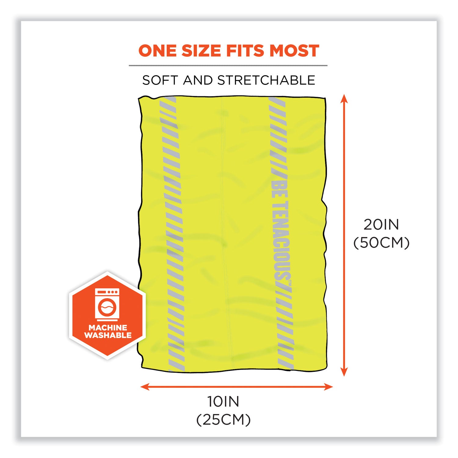 ergodyne® Chill-Its 6487R Reflective Cooling Multi-Band, Polyester/Spandex, One Size Fits Most, Hi-Vis Lime