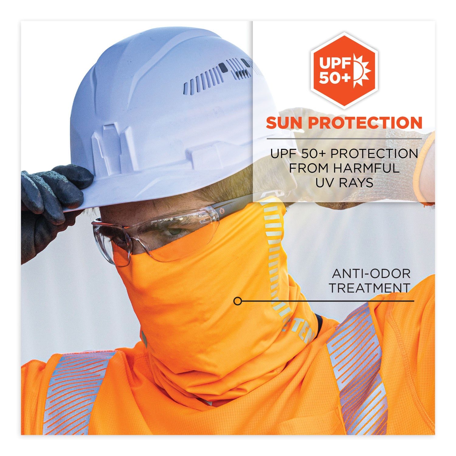 ergodyne® Chill-Its 6487R Reflective Cooling Multi-Band, Polyester/Spandex, One Size Fits Most, Hi-Vis Orange