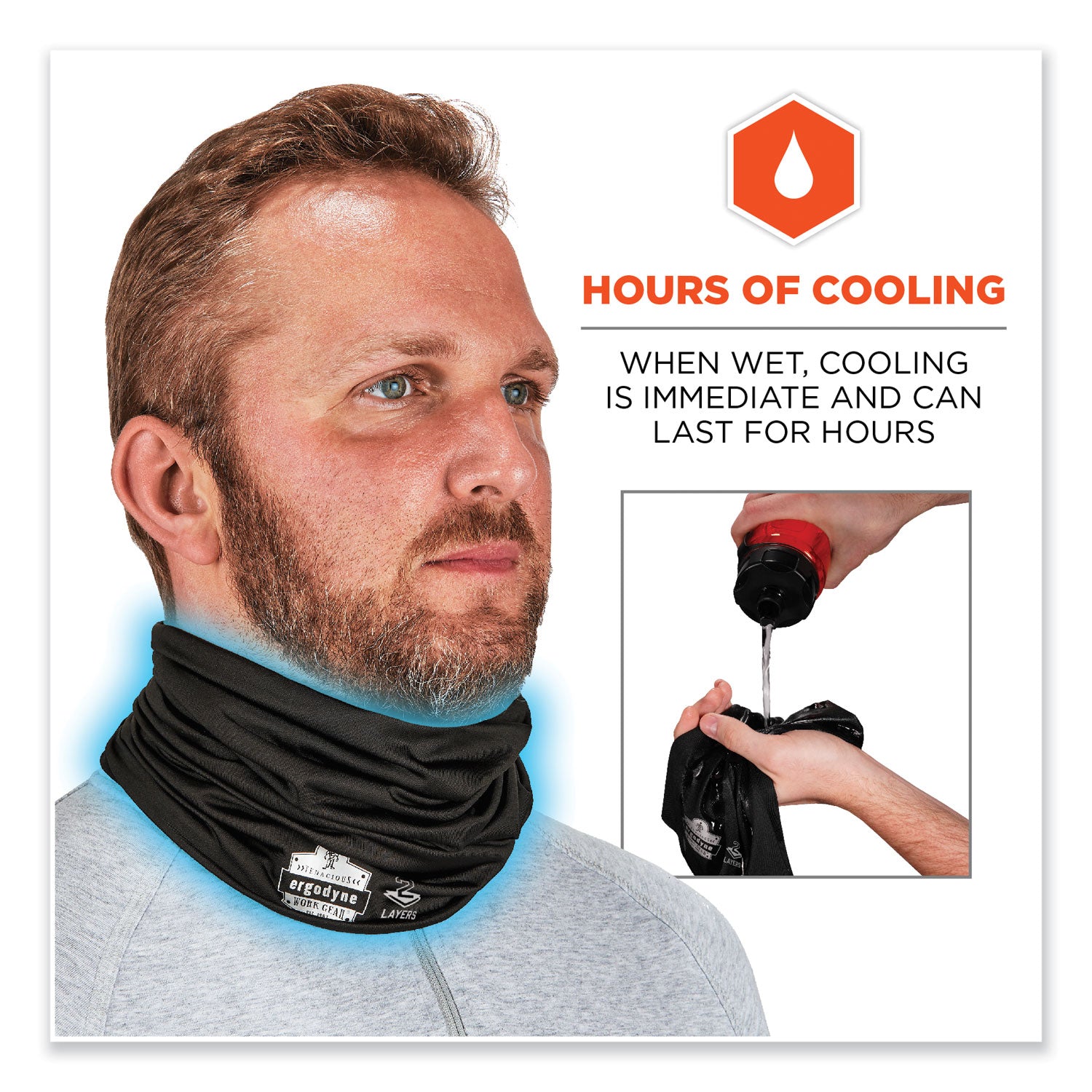 ergodyne® Chill-Its 6489 2-Layer Cooling Performance Knit Multi-Band, Polyester/Spandex, Large/X-Large, Black