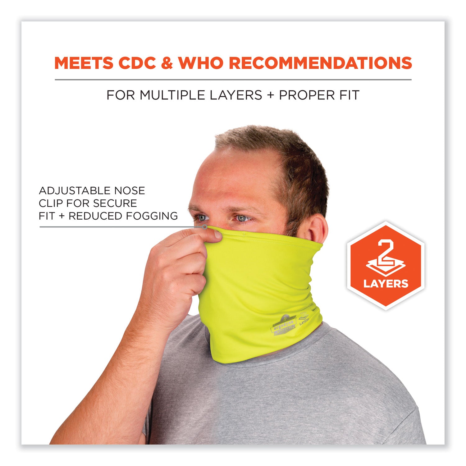 ergodyne® Chill-Its 6489 2-Layer Cooling Performance Knit Multi-Band, Polyester/Spandex, Small/Medium, Hi-Vis Lime