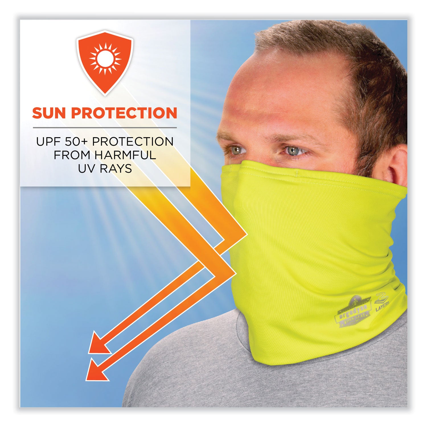 ergodyne® Chill-Its 6489 2-Layer Cooling Performance Knit Multi-Band, Polyester/Spandex, Small/Medium, Hi-Vis Lime