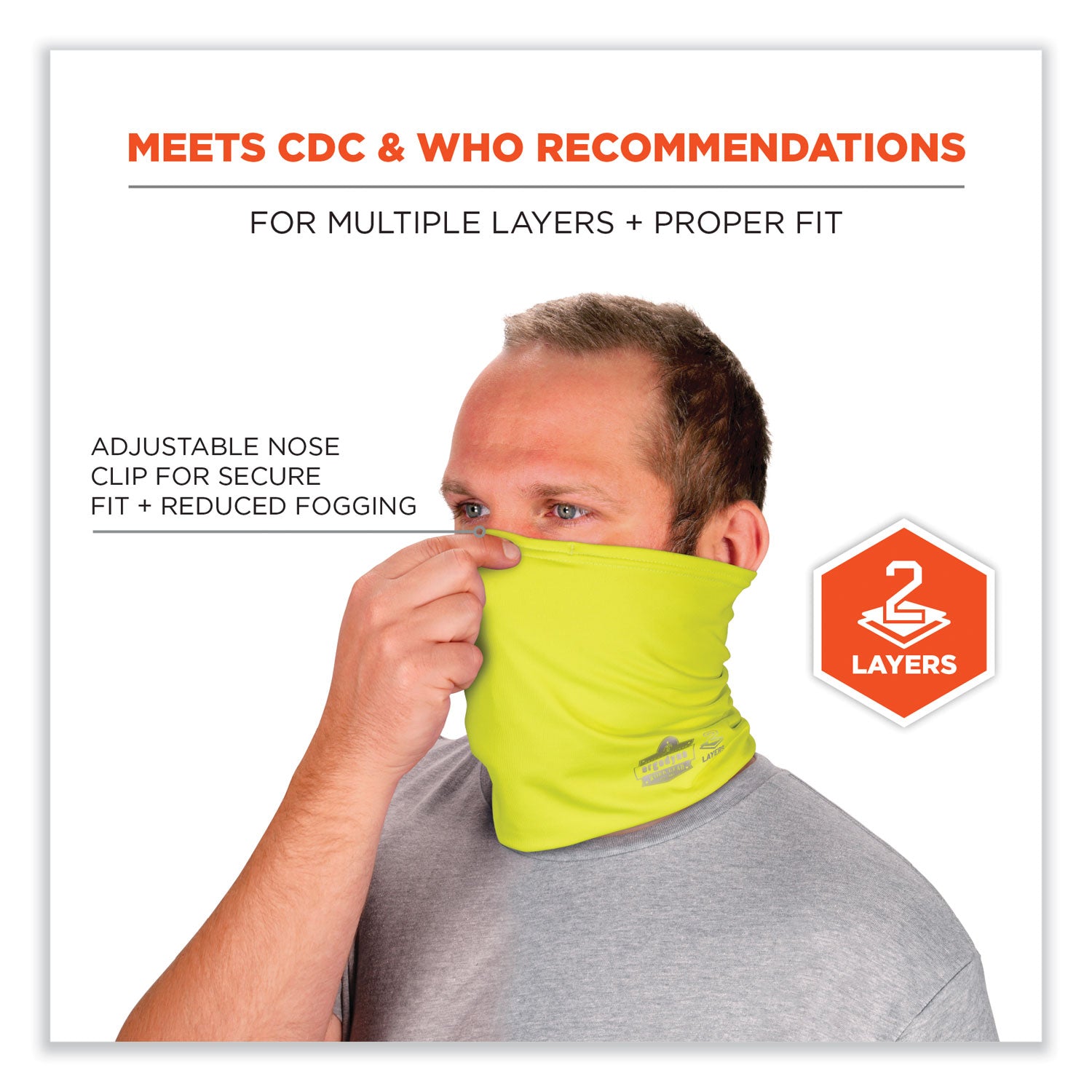 ergodyne® Chill-Its 6489 2-Layer Cooling Performance Knit Multi-Band, Polyester/Spandex, Large/X-Large, Hi-Vis Lime