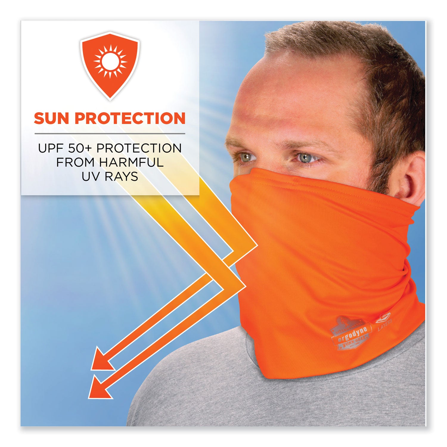 ergodyne® Chill-Its 6489 2-Layer Cooling Performance Knit Multi-Band, Polyester/Spandex, Small/Medium, Hi-Vis Orange