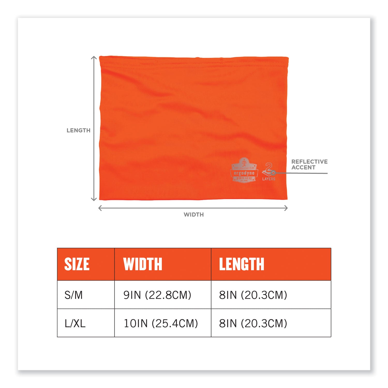 ergodyne® Chill-Its 6489 2-Layer Cooling Performance Knit Multi-Band, Polyester/Spandex, Small/Medium, Hi-Vis Orange