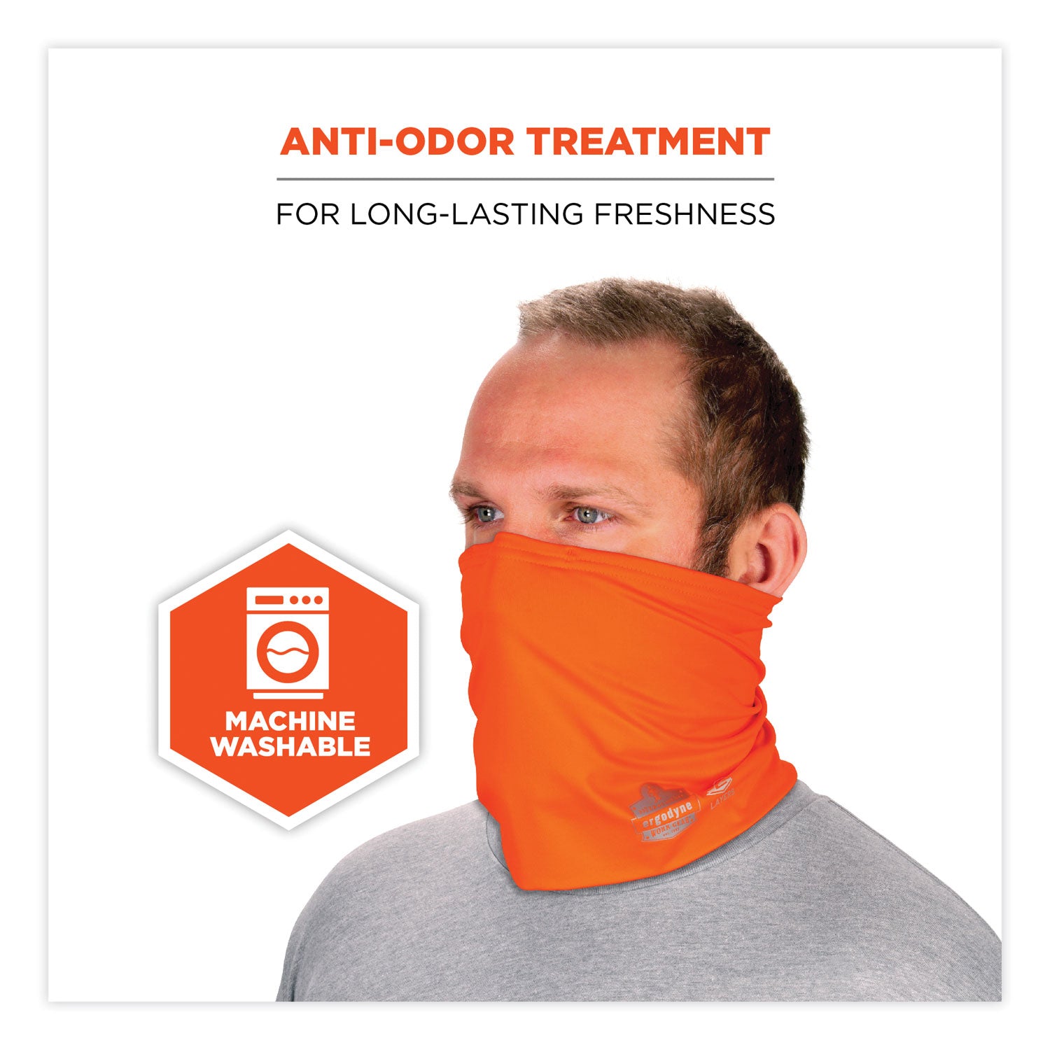 ergodyne® Chill-Its 6489 2-Layer Cooling Performance Knit Multi-Band, Polyester/Spandex, Large/X-Large, Hi-Vis Orange