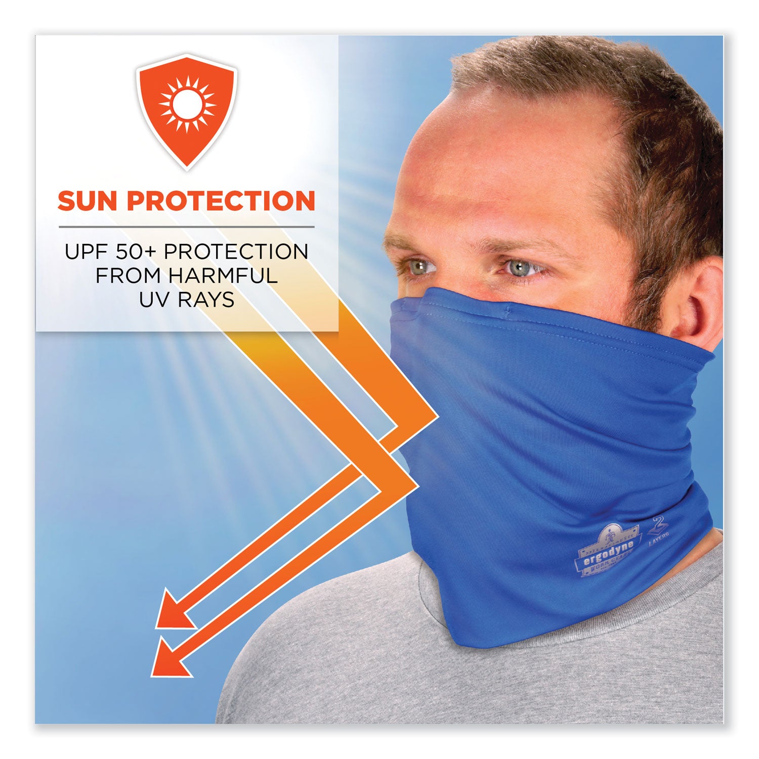 ergodyne® Chill-Its 6489 2-Layer Cooling Performance Knit Multi-Band, Polyester/Spandex, Small/Medium, Blue