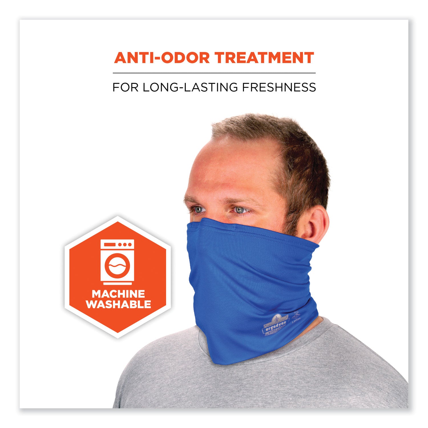 ergodyne® Chill-Its 6489 2-Layer Cooling Performance Knit Multi-Band, Polyester/Spandex, Small/Medium, Blue