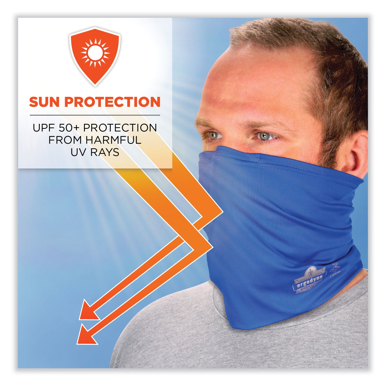 ergodyne® Chill-Its 6489 2-Layer Cooling Performance Knit Multi-Band, Polyester/Spandex, Large/X-Large, Blue