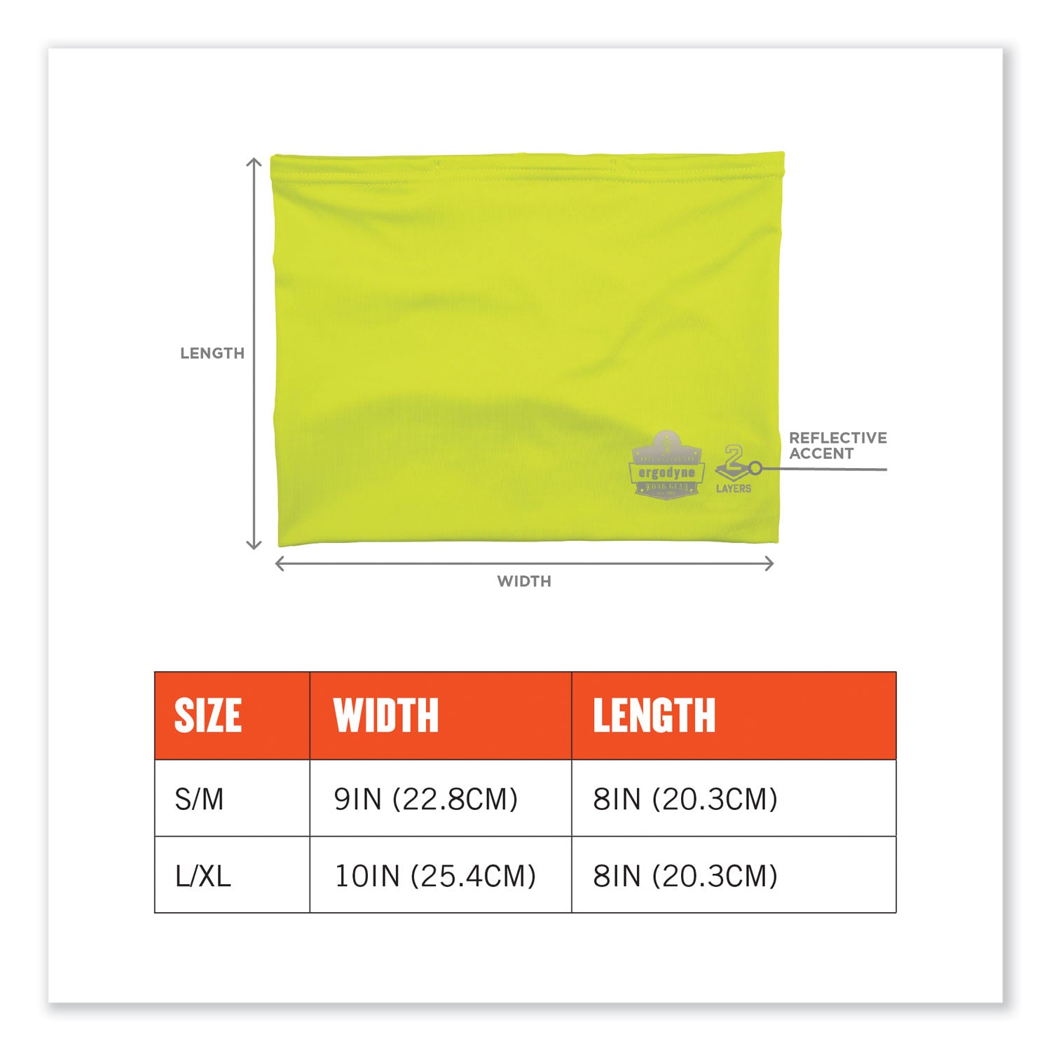 ergodyne® Chill-Its 6489 2-Layer Cooling Performance Knit MultiBand, Polyester/Spandex, 2X-Large/3X-Large, Hi-Vis Lime