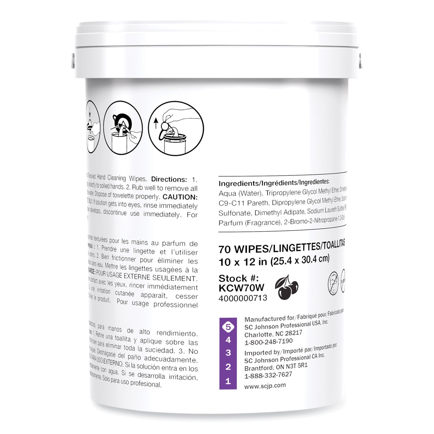 SC Johnson Professional® Kresto Cherry Wipes, Cloth, 1-Ply, 7.92 X 5.74, Cherry Scent, Red/white, 70/pack, 6 Packs/carton