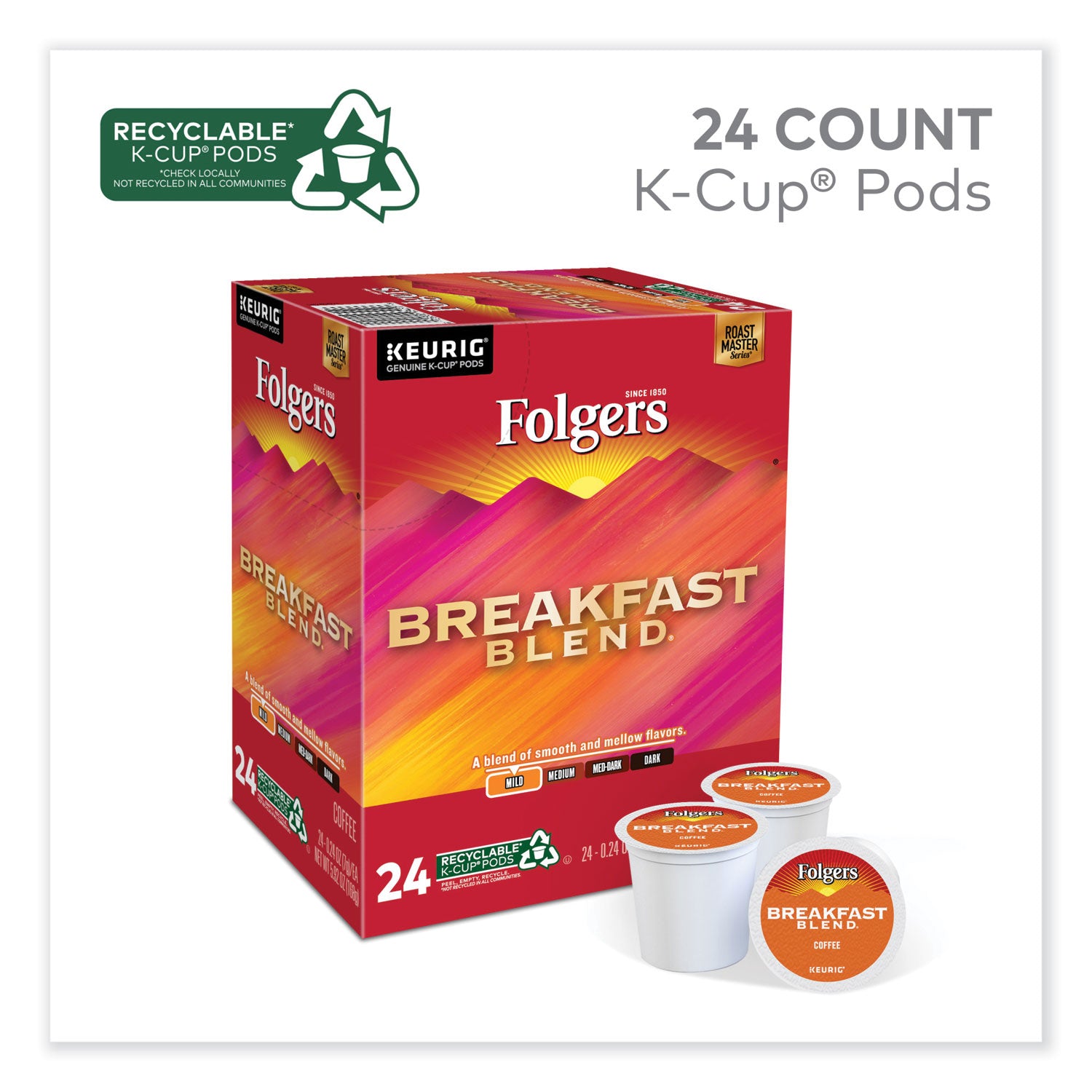 Folgers® Breakfast Blend Coffee K-Cups, 24/Box