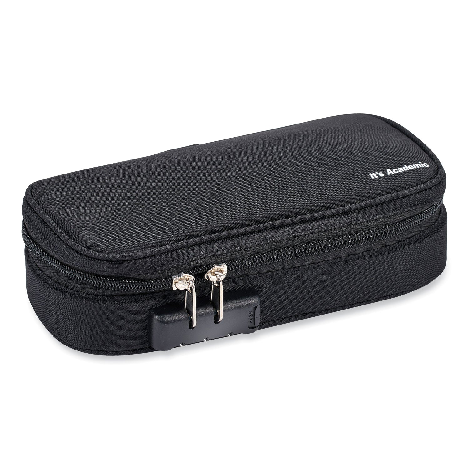 Bostitch® It's Academic Locking Pencil Case, 2 Compartments, 4.75" x 2.5" x 2.5", Black, 2/Pack