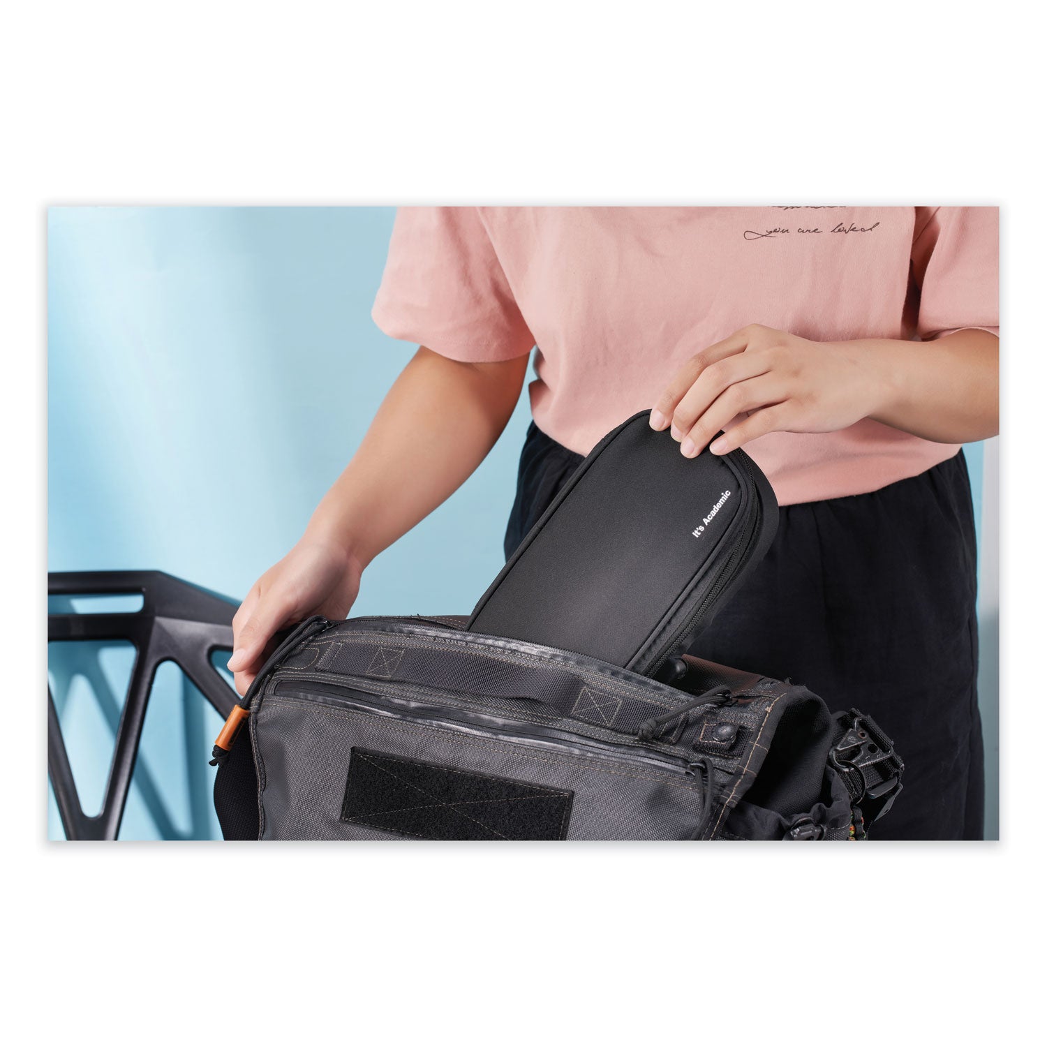 Bostitch® It's Academic Locking Pencil Case, 2 Compartments, 4.75" x 2.5" x 2.5", Black, 2/Pack