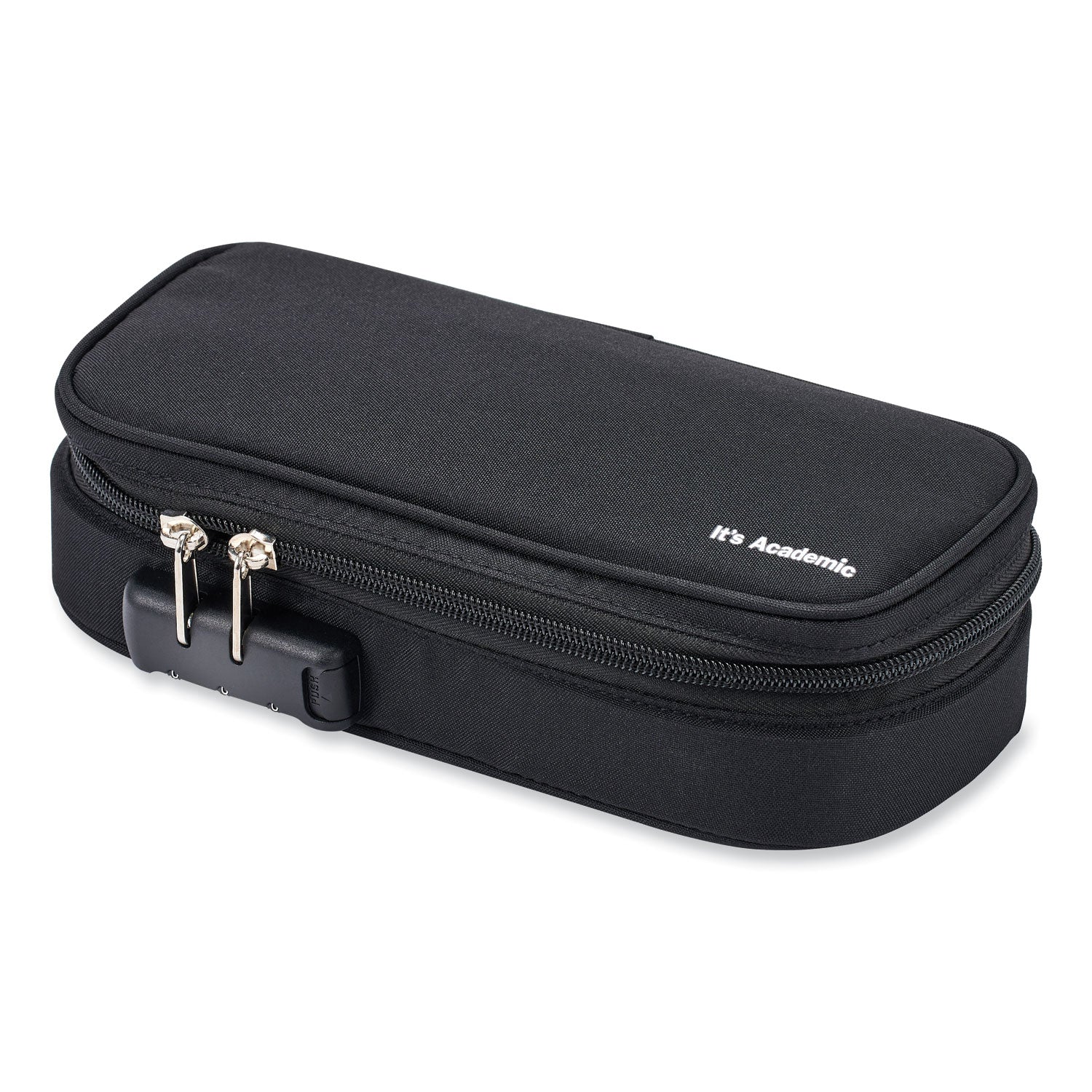 Bostitch® It's Academic Locking Pencil Case, 2 Compartments, 4.75" x 2.5" x 2.5", Black, 2/Pack