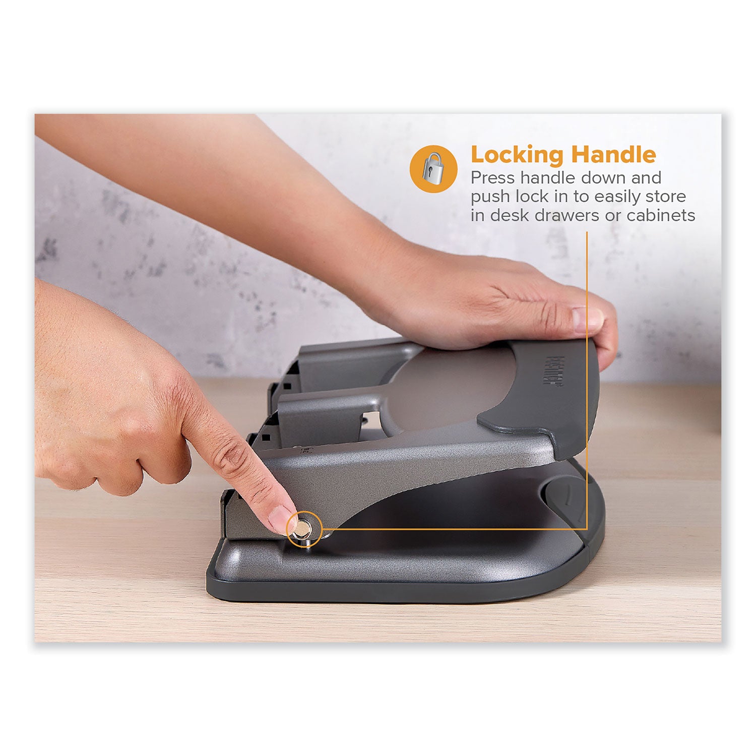 Bostitch® 40-Sheet EZ Squeeze Antimicrobial Protected Heavy-Duty Three-Hole Punch, 9/32" Holes, Gray